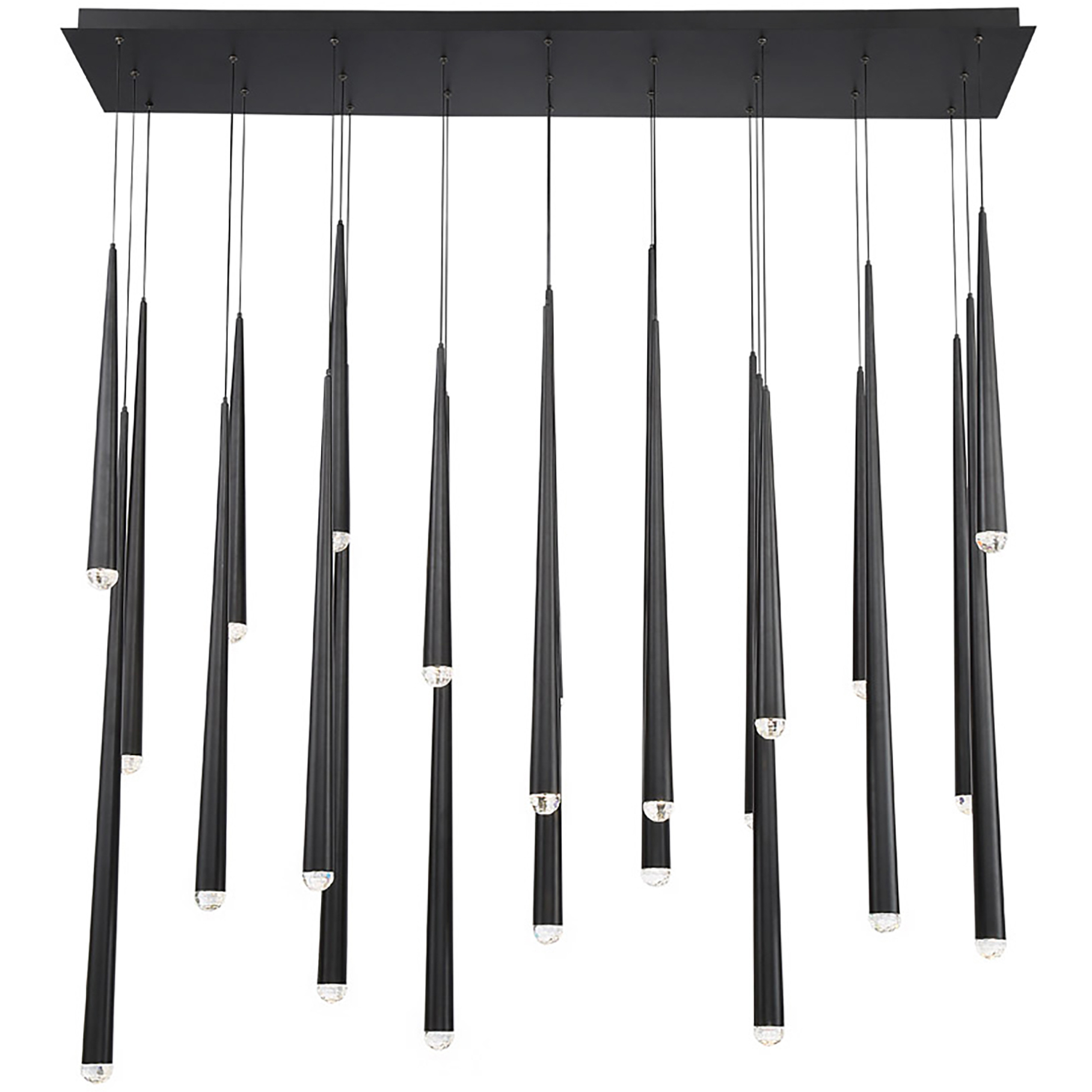 Cascade LED 12 inch Black Multi-Light Pendant Ceiling Light in 23, Linear, 37in.