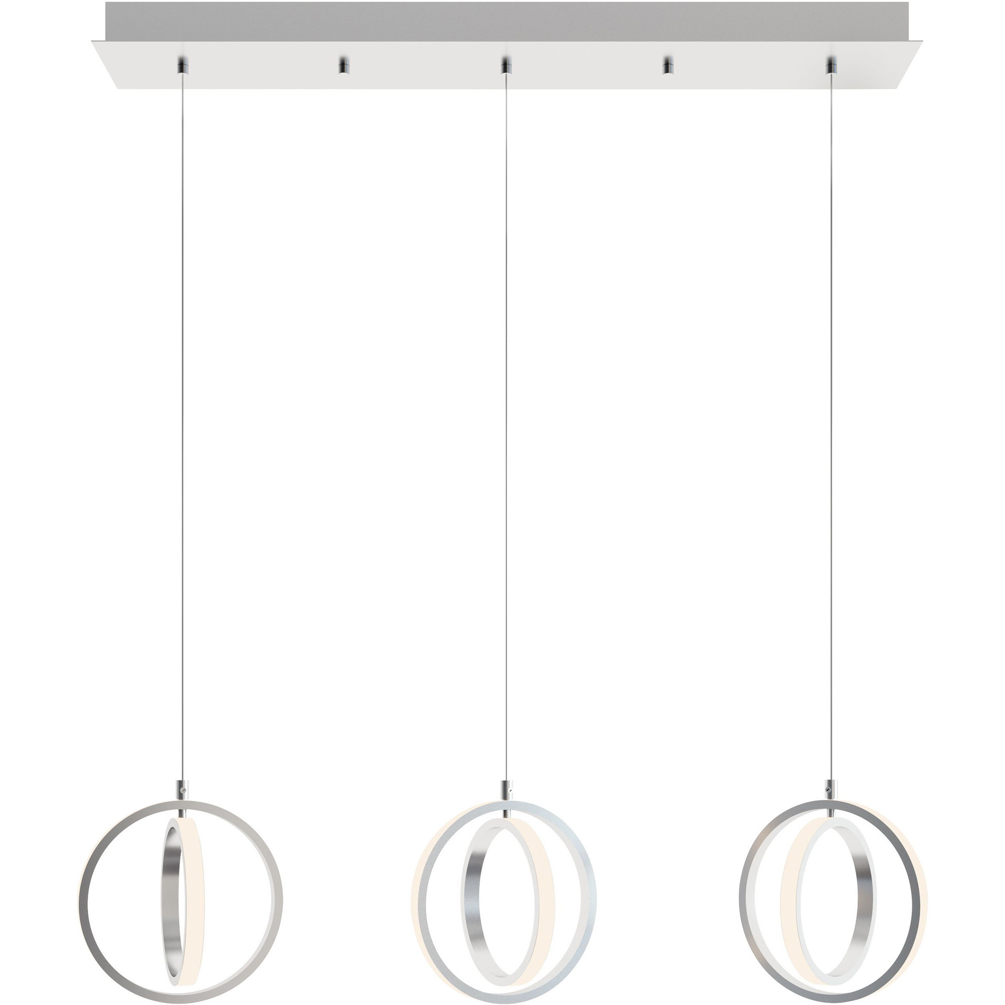 Lock 3 Light 9 inch Satin Nickel Linear Pendant Ceiling Light