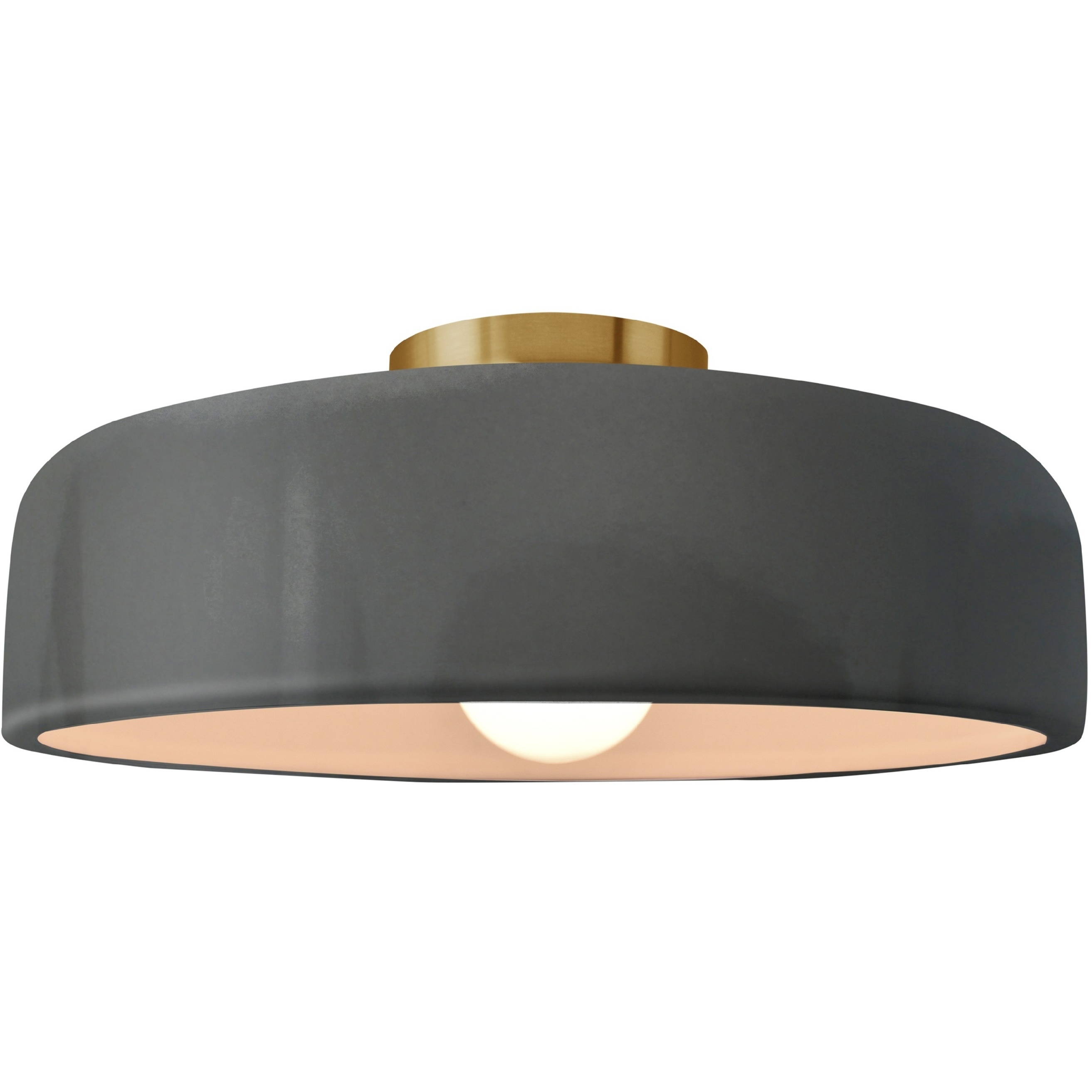 Radiance Collection - Spire 1 Light 13 inch Gloss Grey and Brushed Brass Semi-Flush Ceiling Light in Replaceable Bulb, Gloss Gray, 13W x 6H, Form+Finish+Function