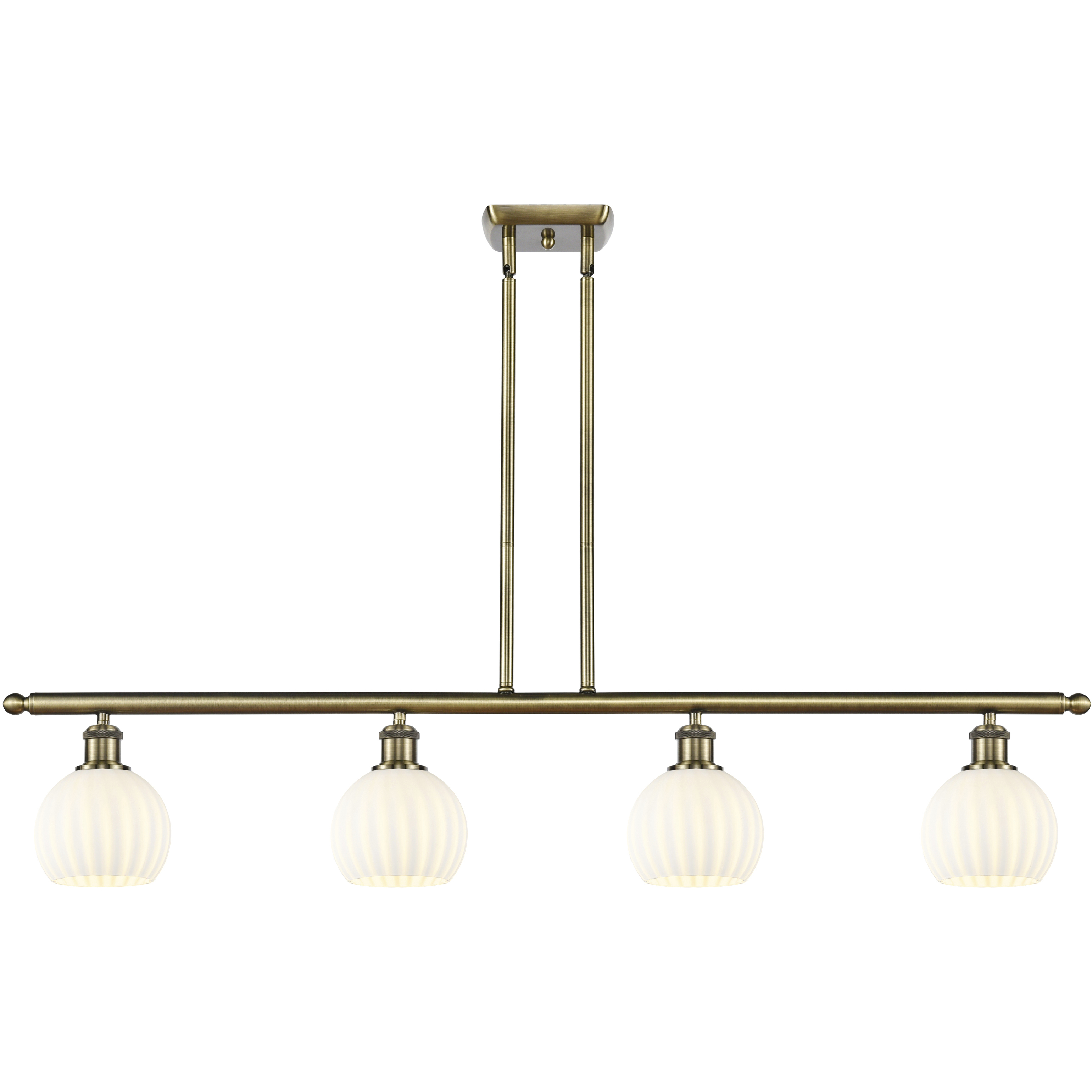 Ballston White Venetian 4 Light 48 inch Antique Brass Stem Hung Island Light Ceiling Light