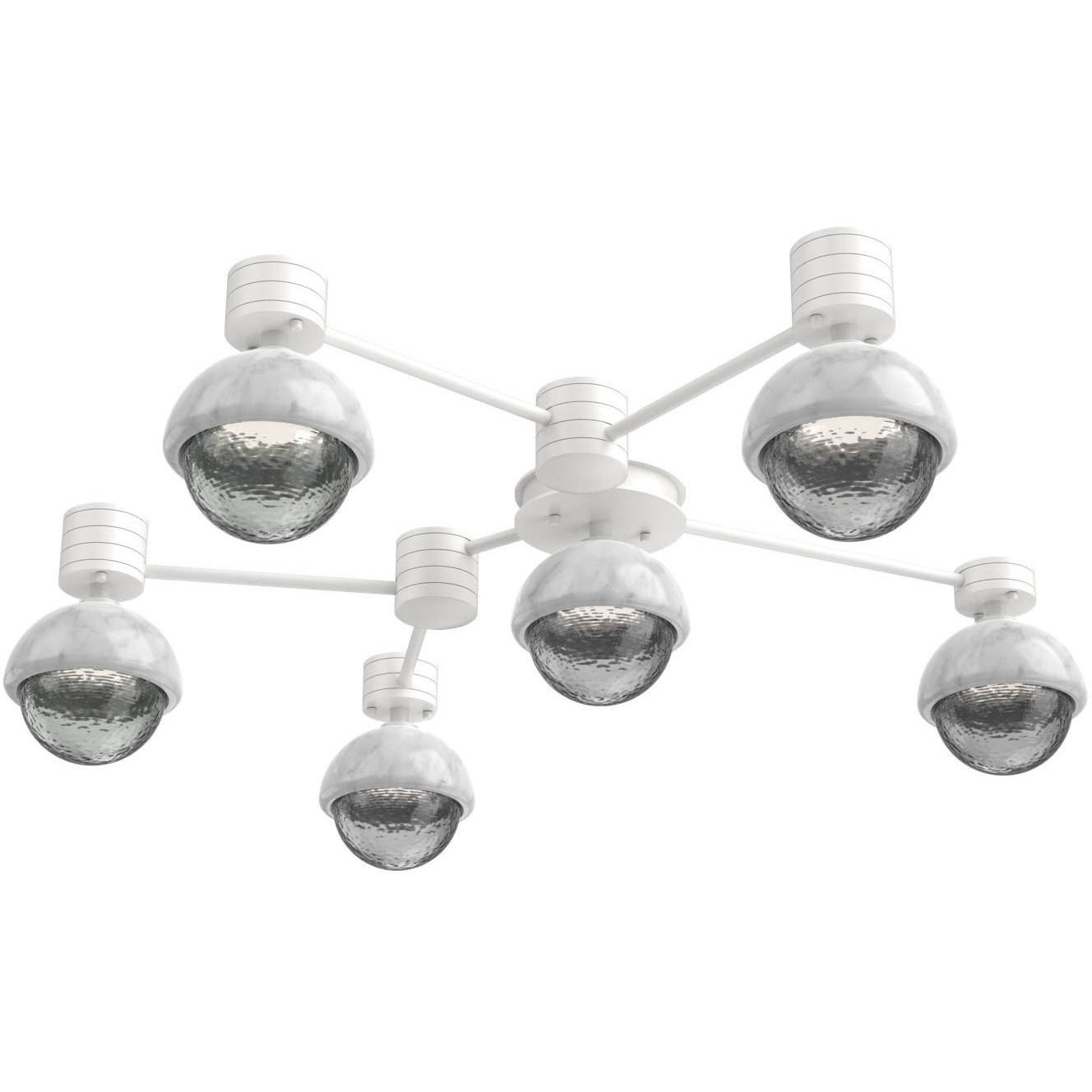 Cabochon Sconce & Flush Mount Wall Light in 3000K LED, Smoke, Salt White with White Marble, Hub & Spoke