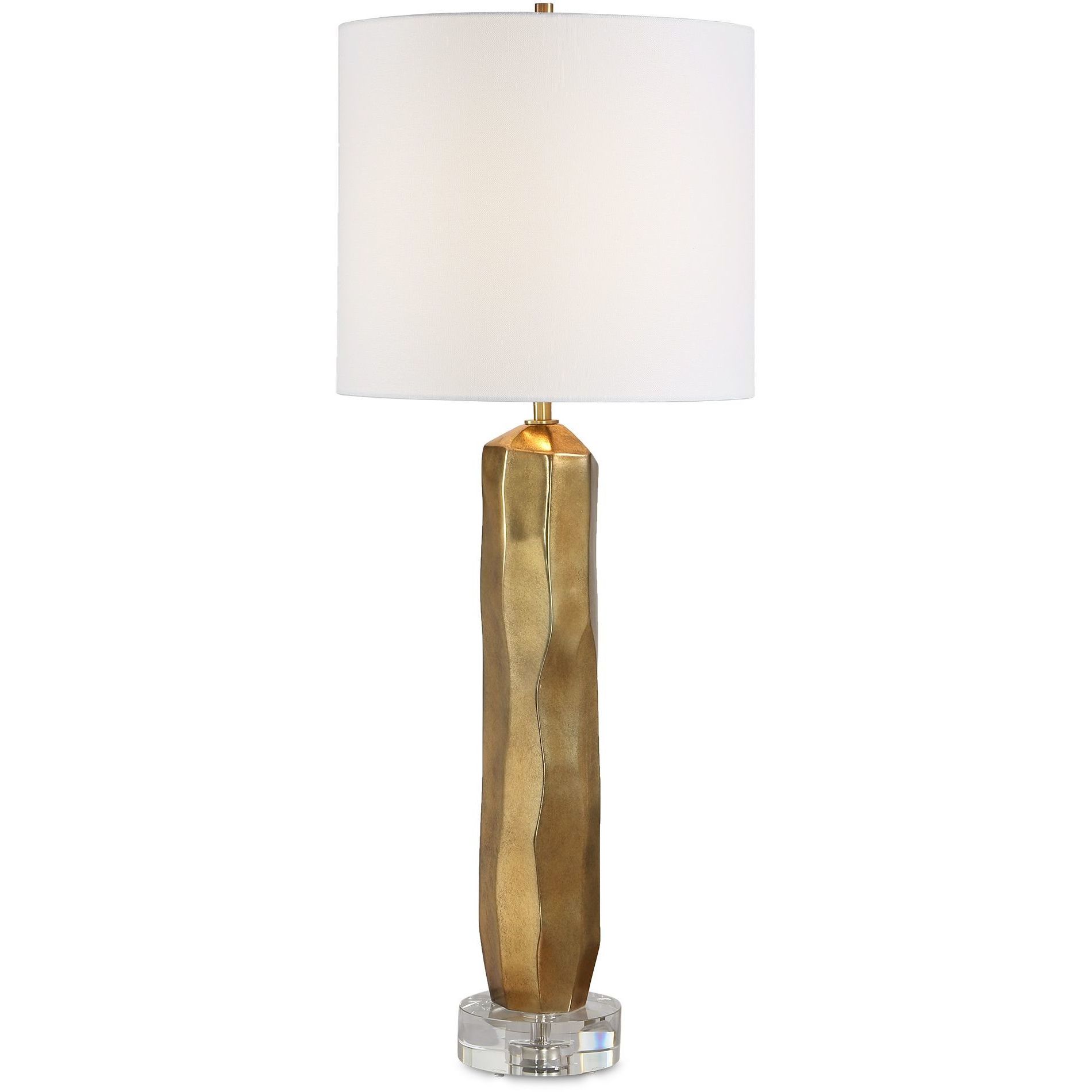 Octavio 36 inch 150 watt Gold Leaf and Clear Crystal and Antique Brass Table Lamp Portable Light