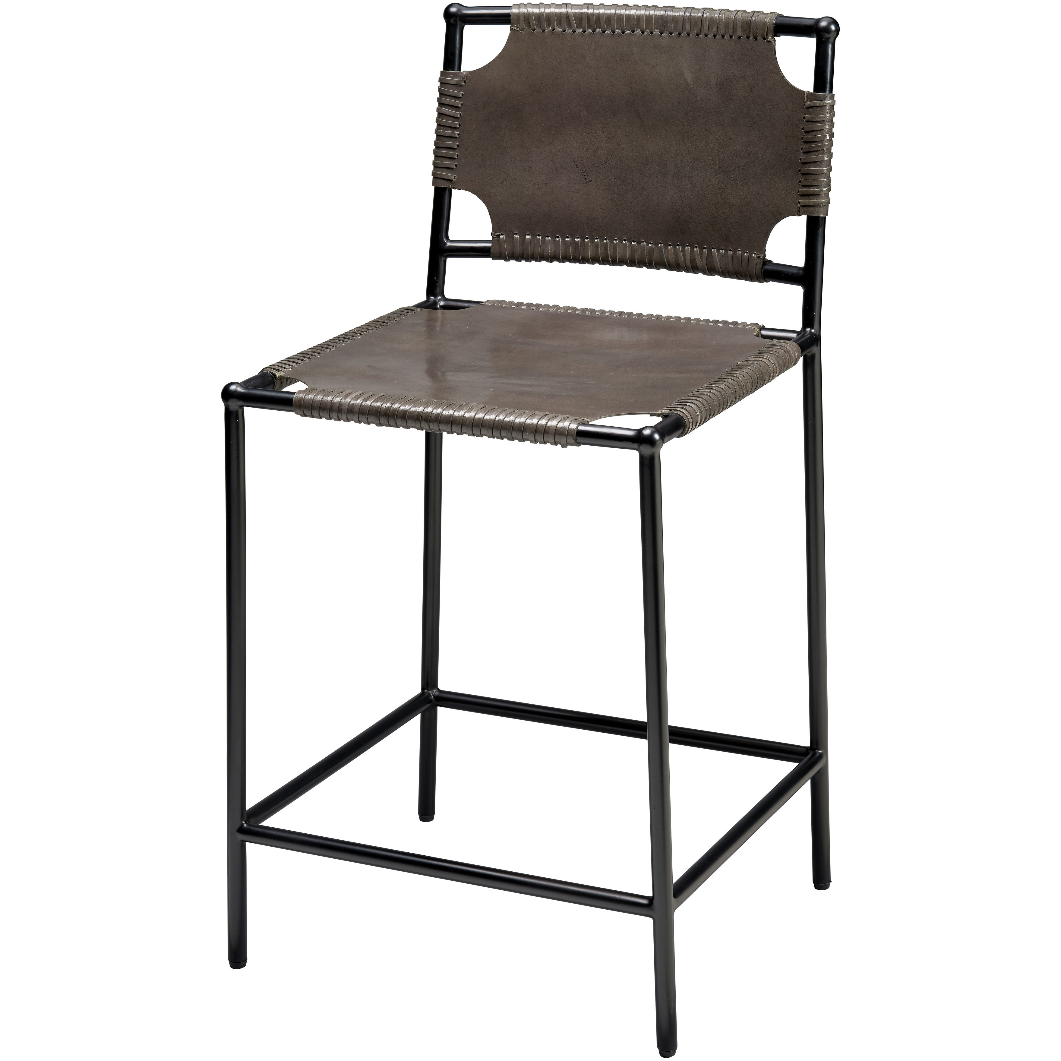 Asher 36 inch Black and Grey Leather Counter Stool