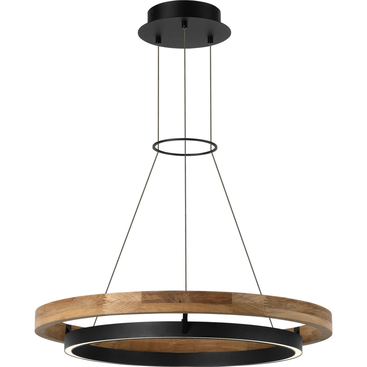 Sean Lavin Grace LED 30 inch Textured Black and Teak Wood Outdoor Chandelier