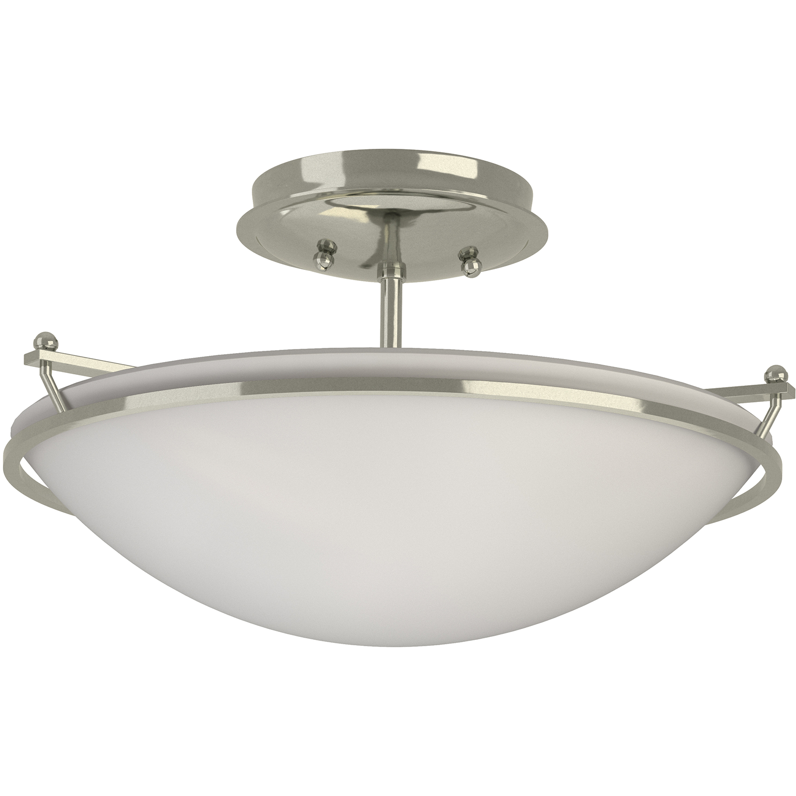 Plain 2 Light 14.5 inch Sterling Semi-Flush Ceiling Light in Opal, Small