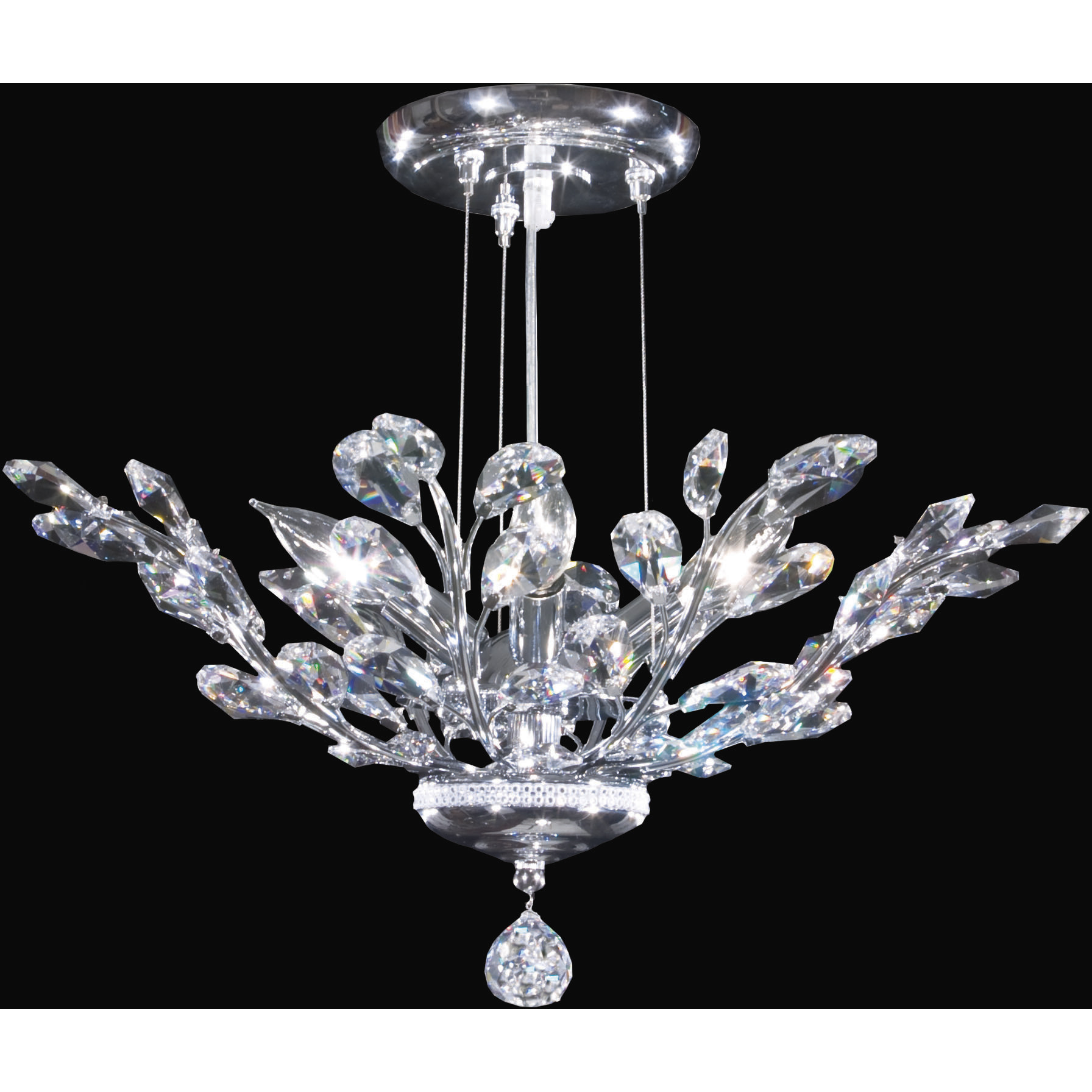 Florale 4 Light 21 inch Silver Dual Mount Pendant Ceiling Light, Convertible to Flush Mount