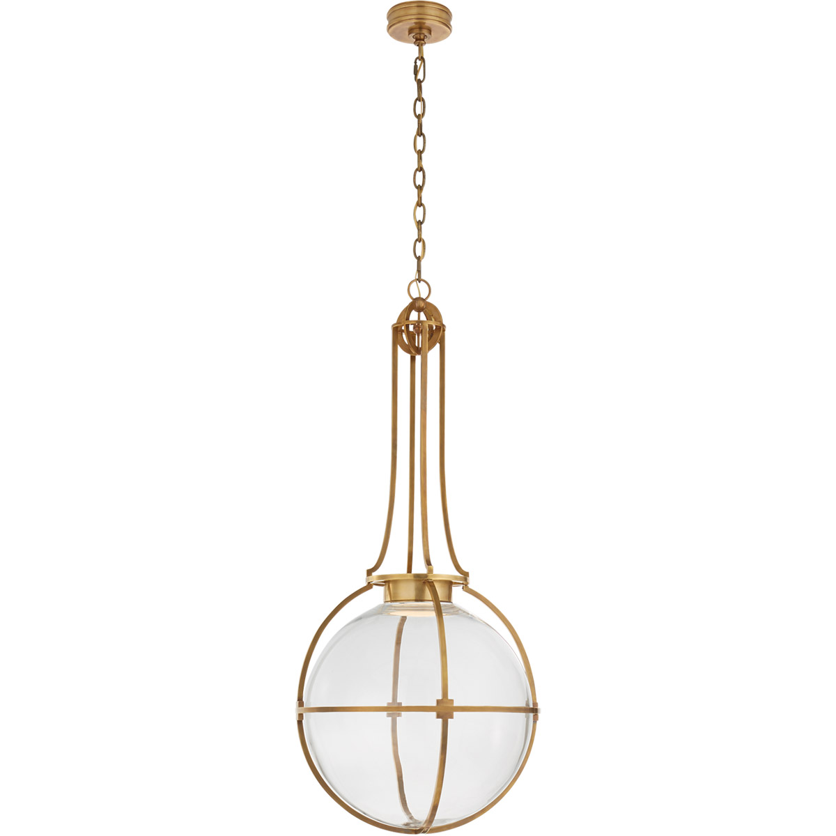 Chapman & Myers Gracie LED 19.25 inch Antique-Burnished Brass Captured Globe Pendant Ceiling Light, Large
