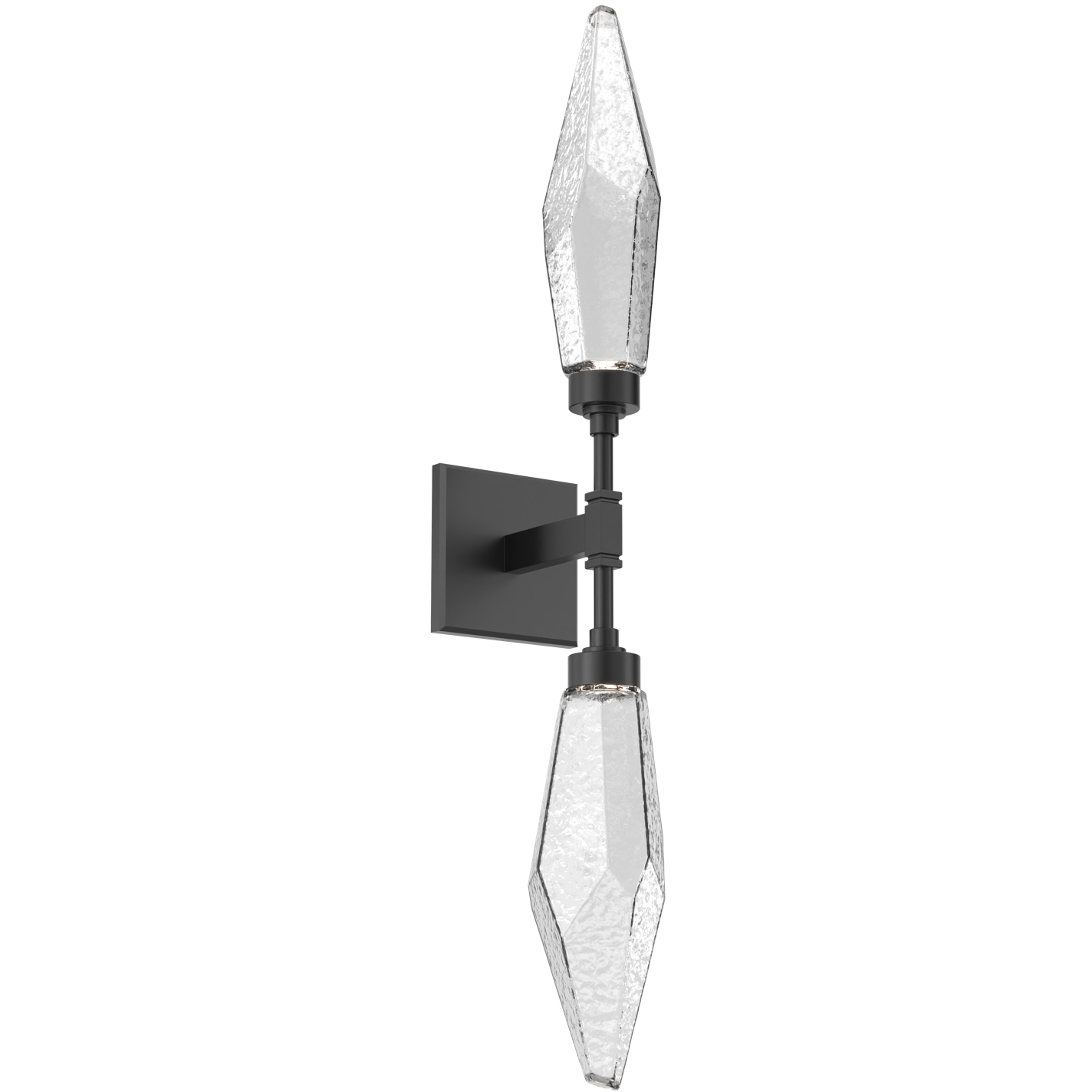 Rock Crystal LED 4.5 inch Matte Black Indoor Sconce Wall Light in Chilled Clear, 2700K LED, Double