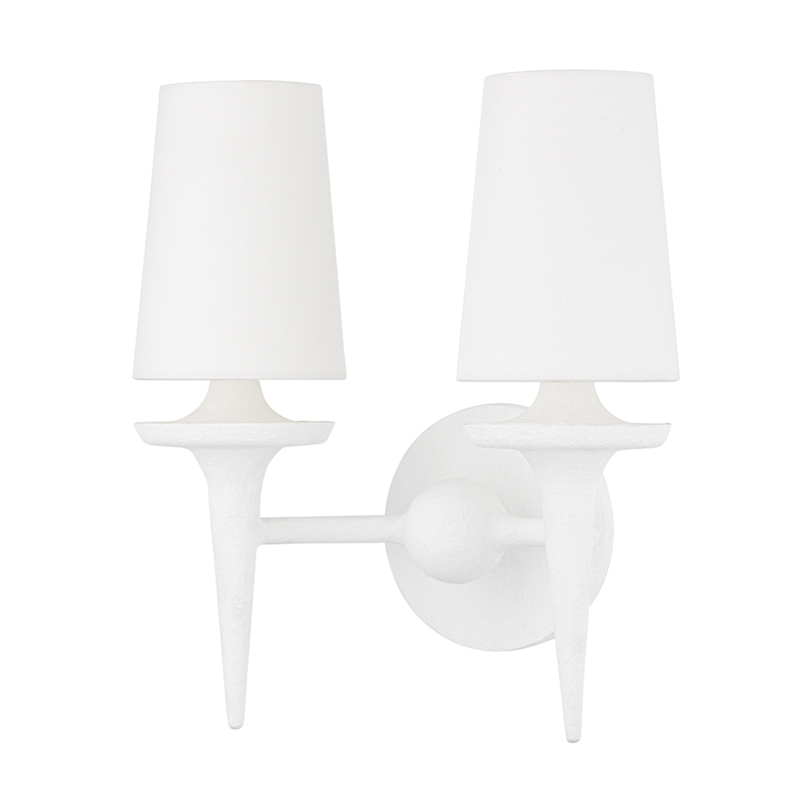 Torch 2 Light 13.5 inch White Plaster Wall Sconce Wall Light