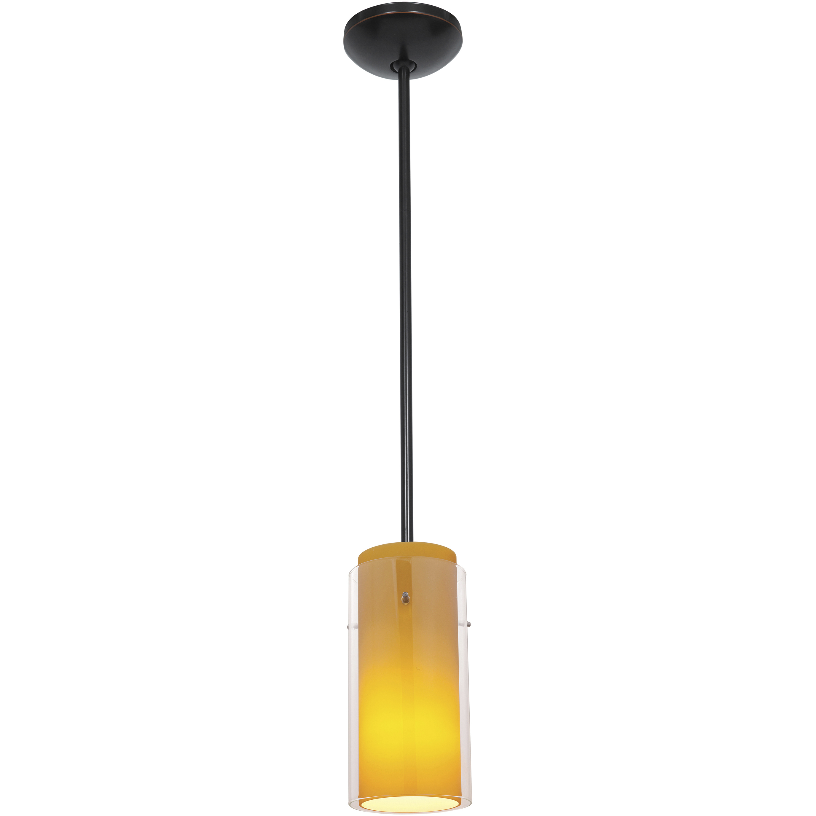Glassn Glass Cylinder 1 Light 4.75 inch Oil Rubbed Bronze Pendant Ceiling Light in Clear Outer Amber Inner