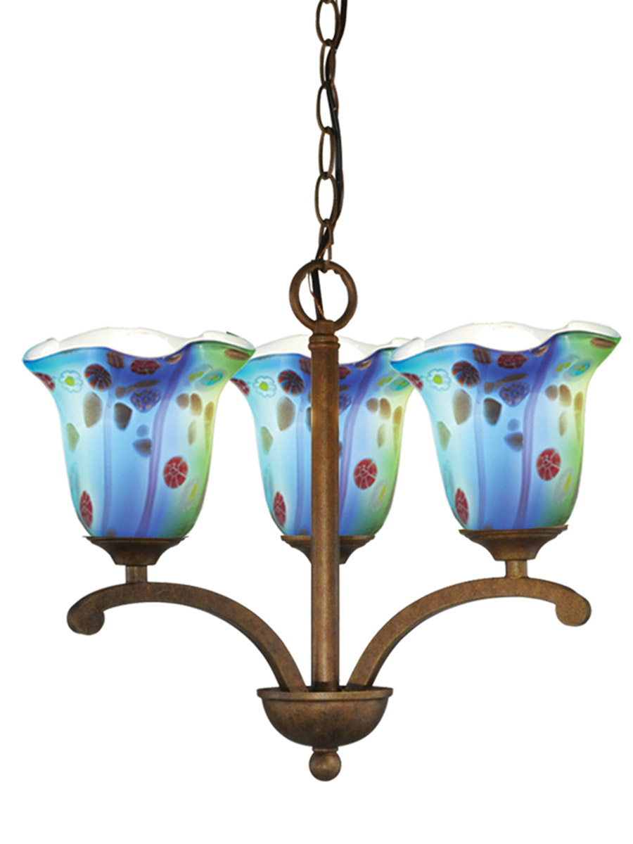 Mogan 3 Light 17.5 inch Antique Golden Bronze Pendant Ceiling Light