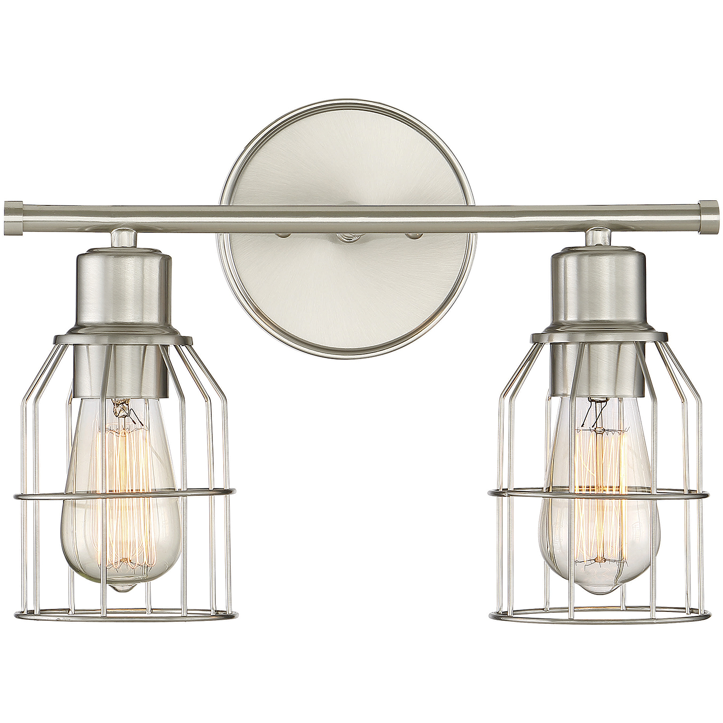 Industrial 2 Light 15 inch Brushed Nickel Bathroom Vanity Light Wall Light