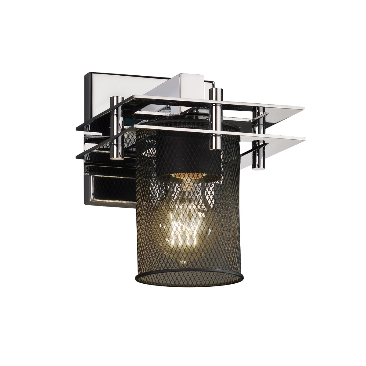 Metropolis 1 Light 6.5 inch Polished Chrome Wall Sconce Wall Light in Cylinder with Flat Rim
