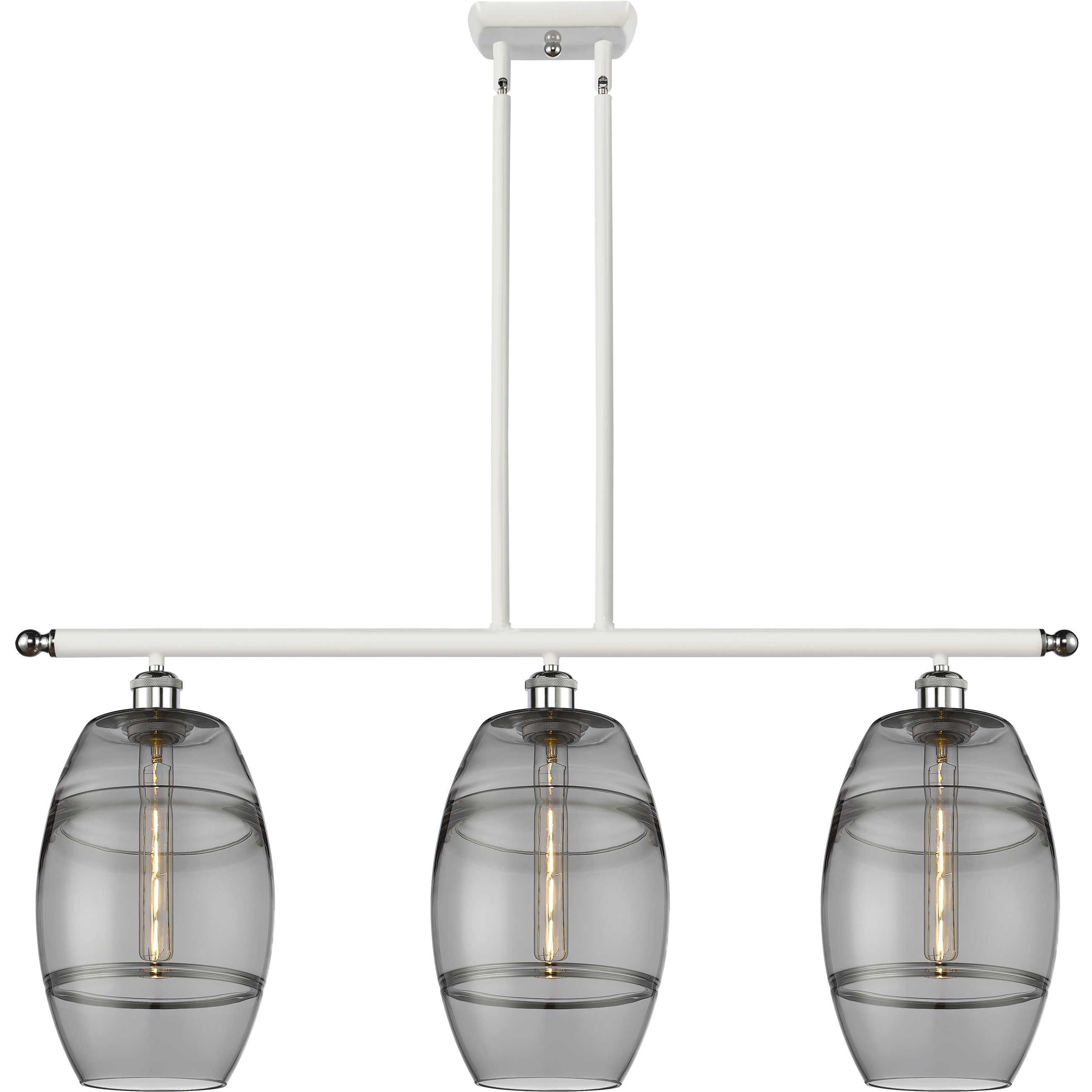 Ballston Vaz 3 Light 36 inch White Polished Chrome Stem Hung Island Light Ceiling Light