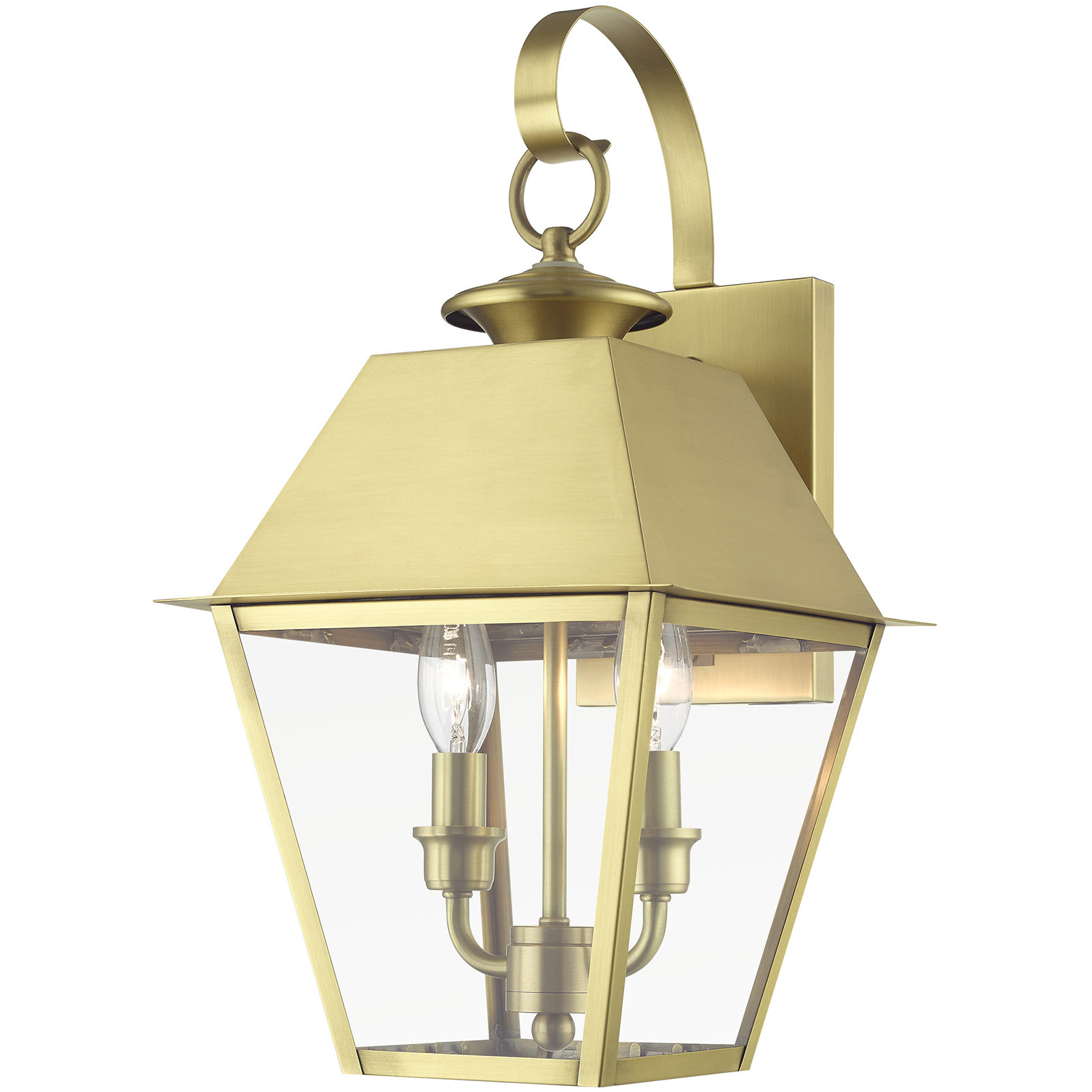 Wentworth 2 Light 17 inch Natural Brass Outdoor Wall Lantern, Medium
