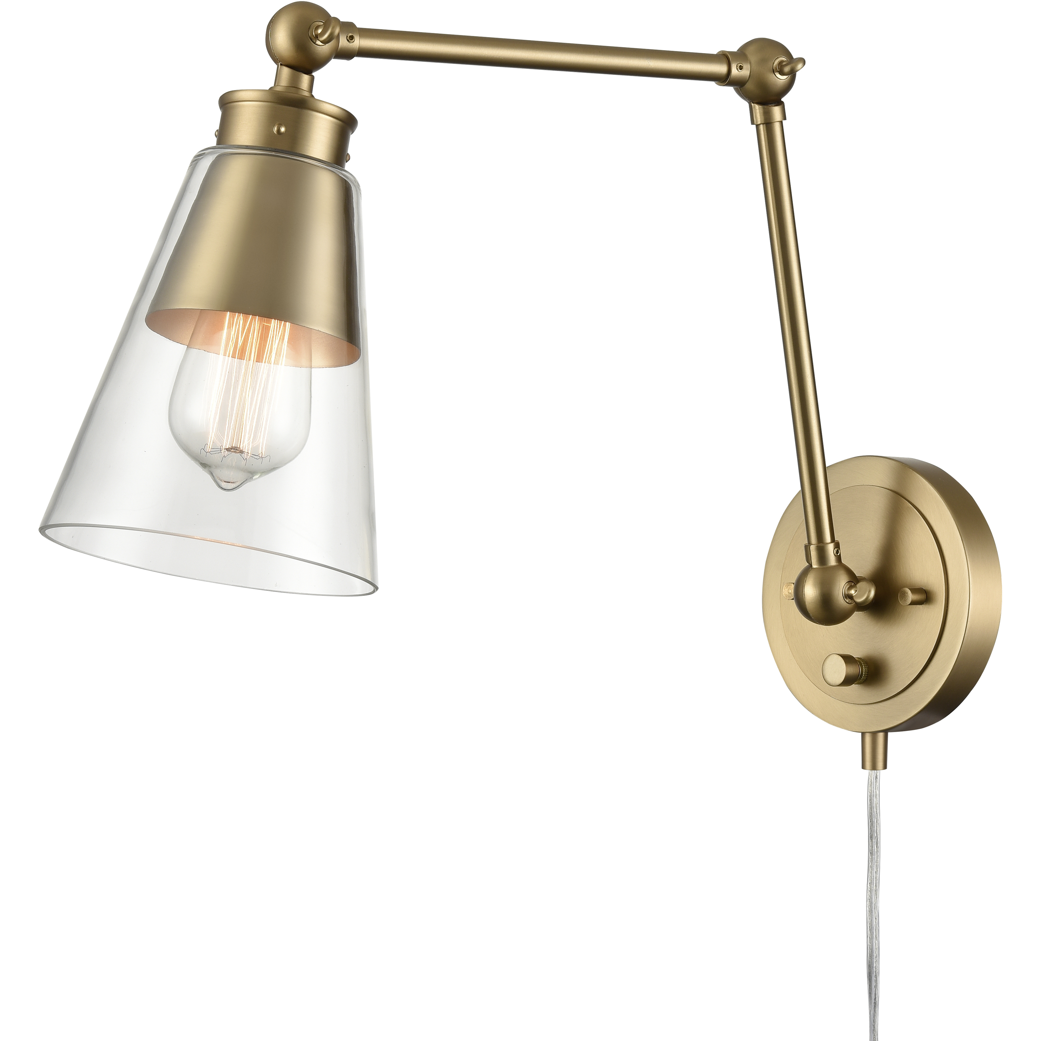 Albany 16.25 inch 60 watt Brushed Gold Hinged Swingarm Sconce Wall Light