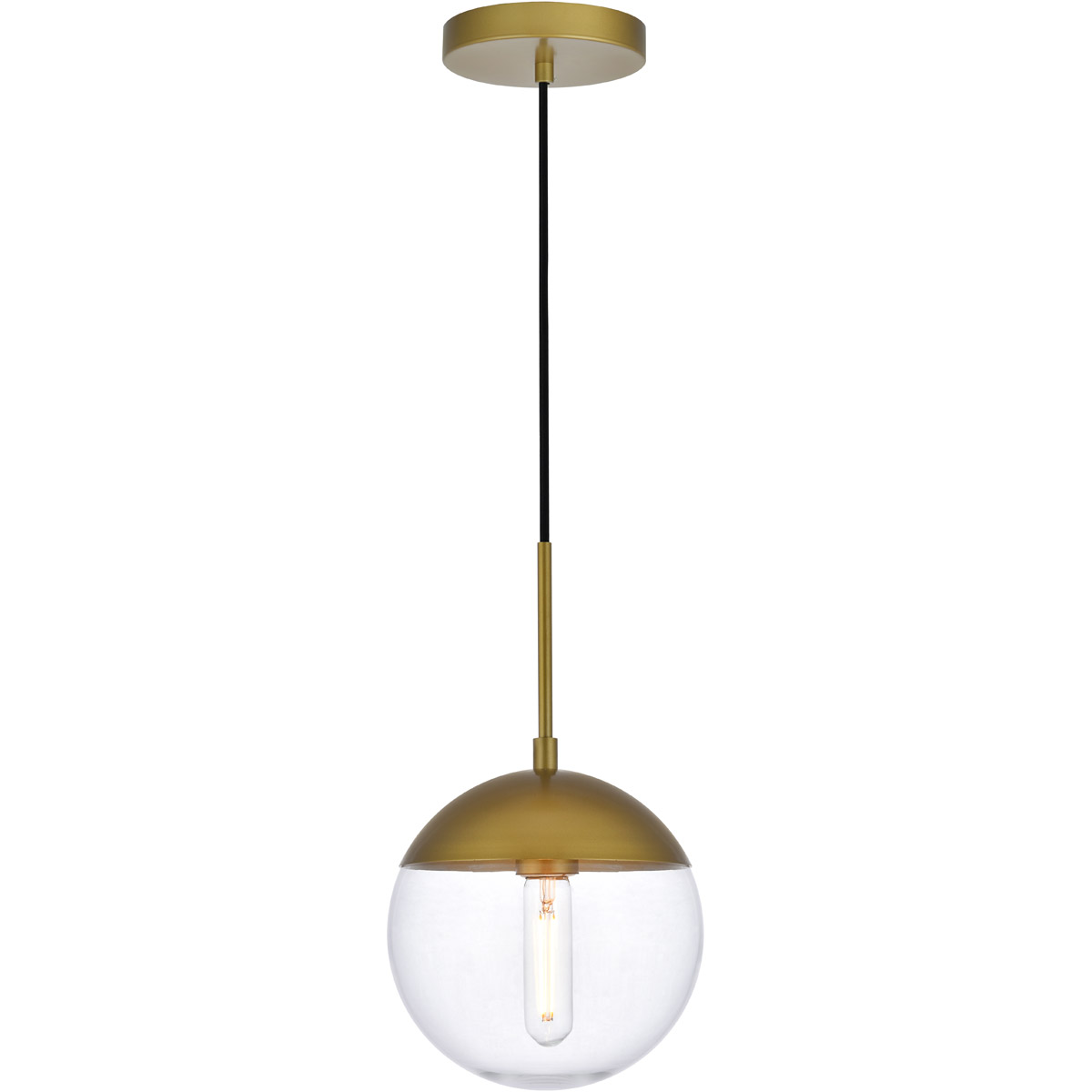 Eclipse 1 Light 8 inch Brass Pendant Ceiling Light