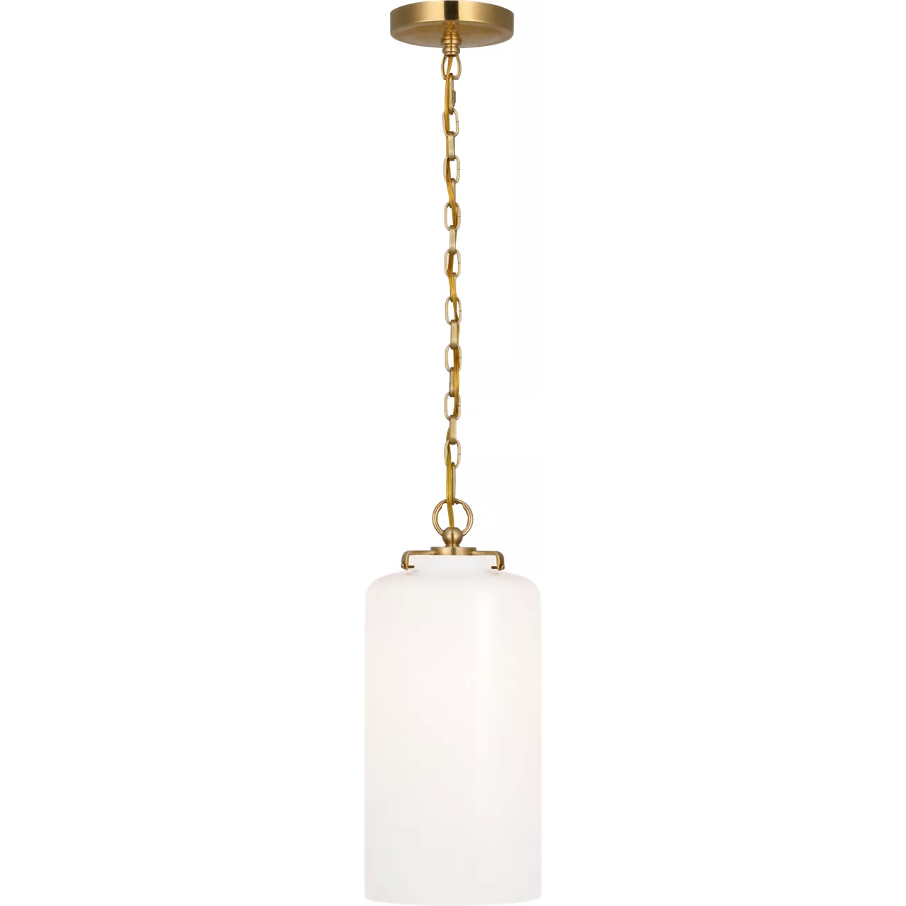 Thomas O'Brien Katie3 1 Light 7 inch Hand-Rubbed Antique Brass Cylinder Pendant Ceiling Light in White Glass