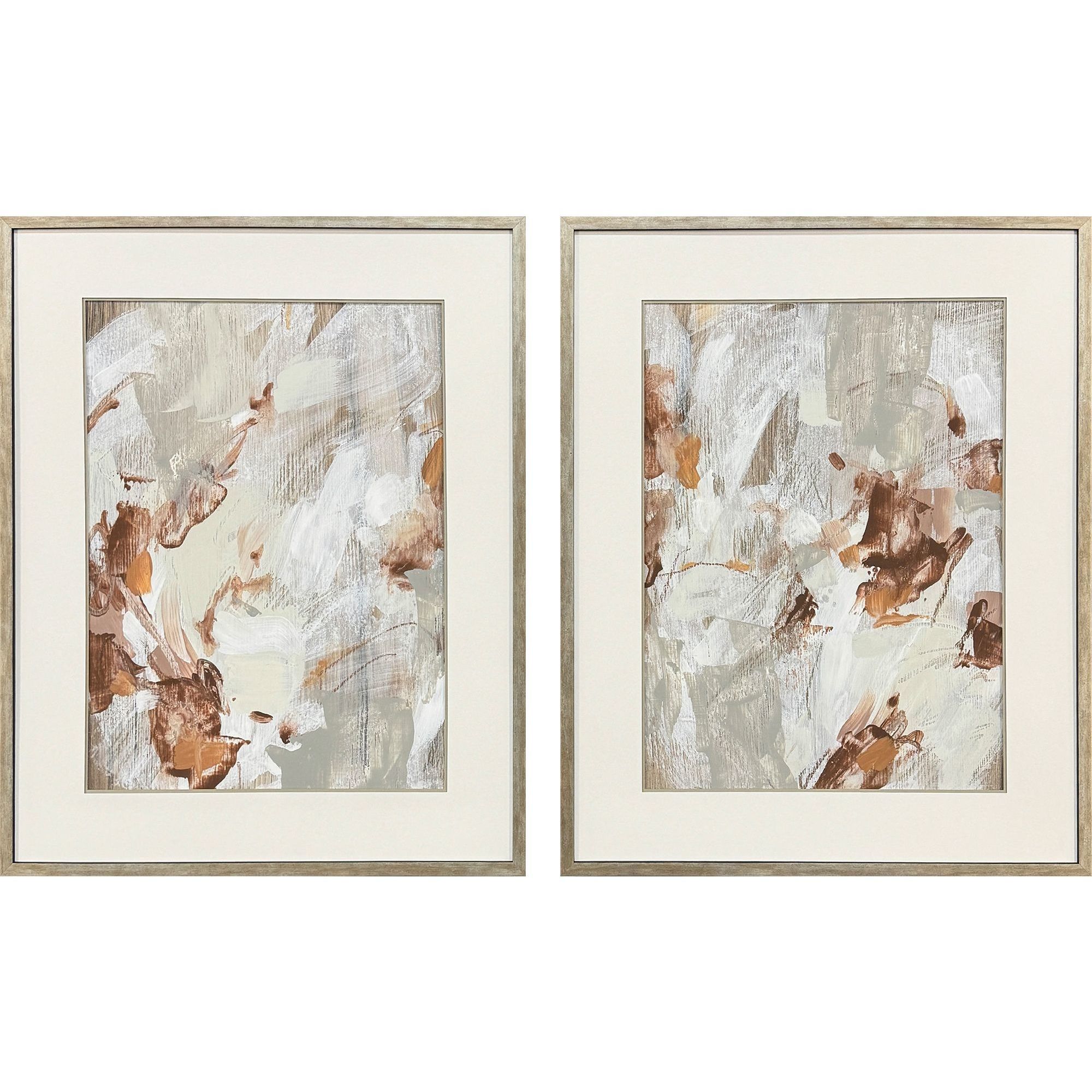 Cloudscrape White and Brown and Beige and Rust Framed Art