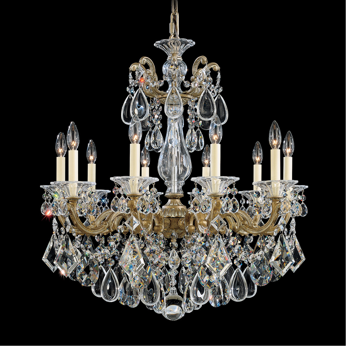 La Scala 15 Light 120V Chandelier in Etruscan Gold with Clear Radiance Crystal