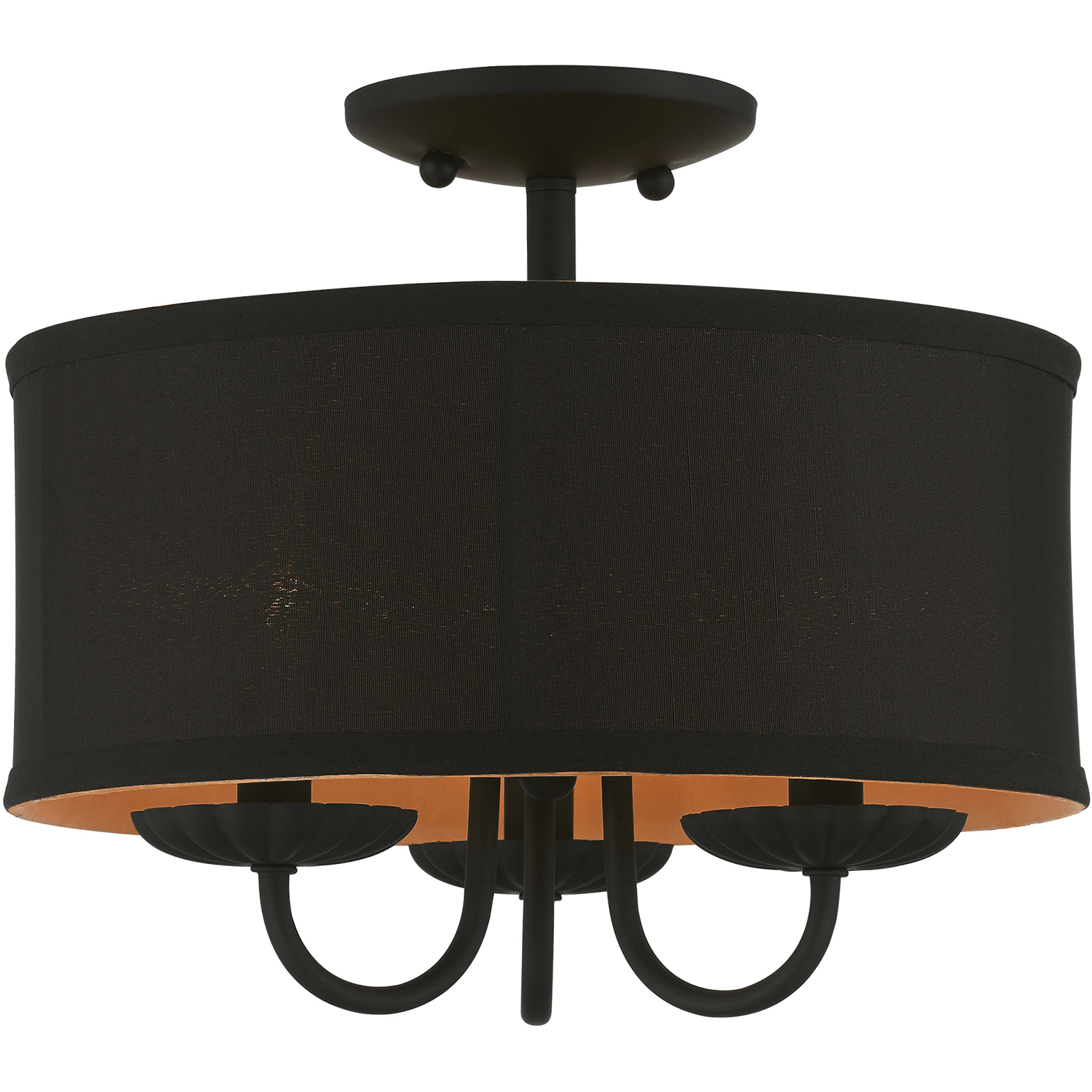 Winchester 3 Light 13 inch Black Semi-Flush Mount Ceiling Light