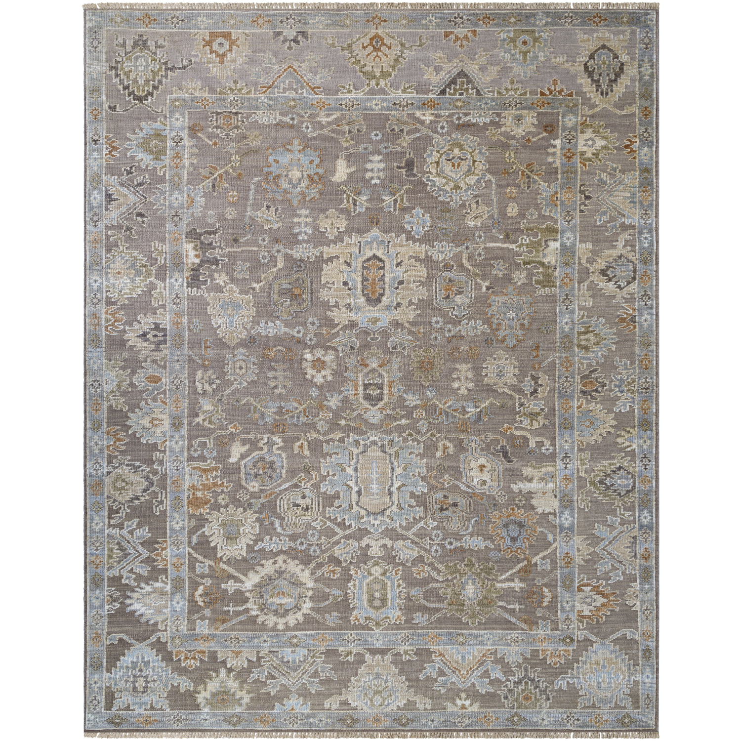 Sinclair 108 X 72 inch Grey / Sage / Metallic - Silver / Khaki / Ash Handmade Rug in 6 x 9