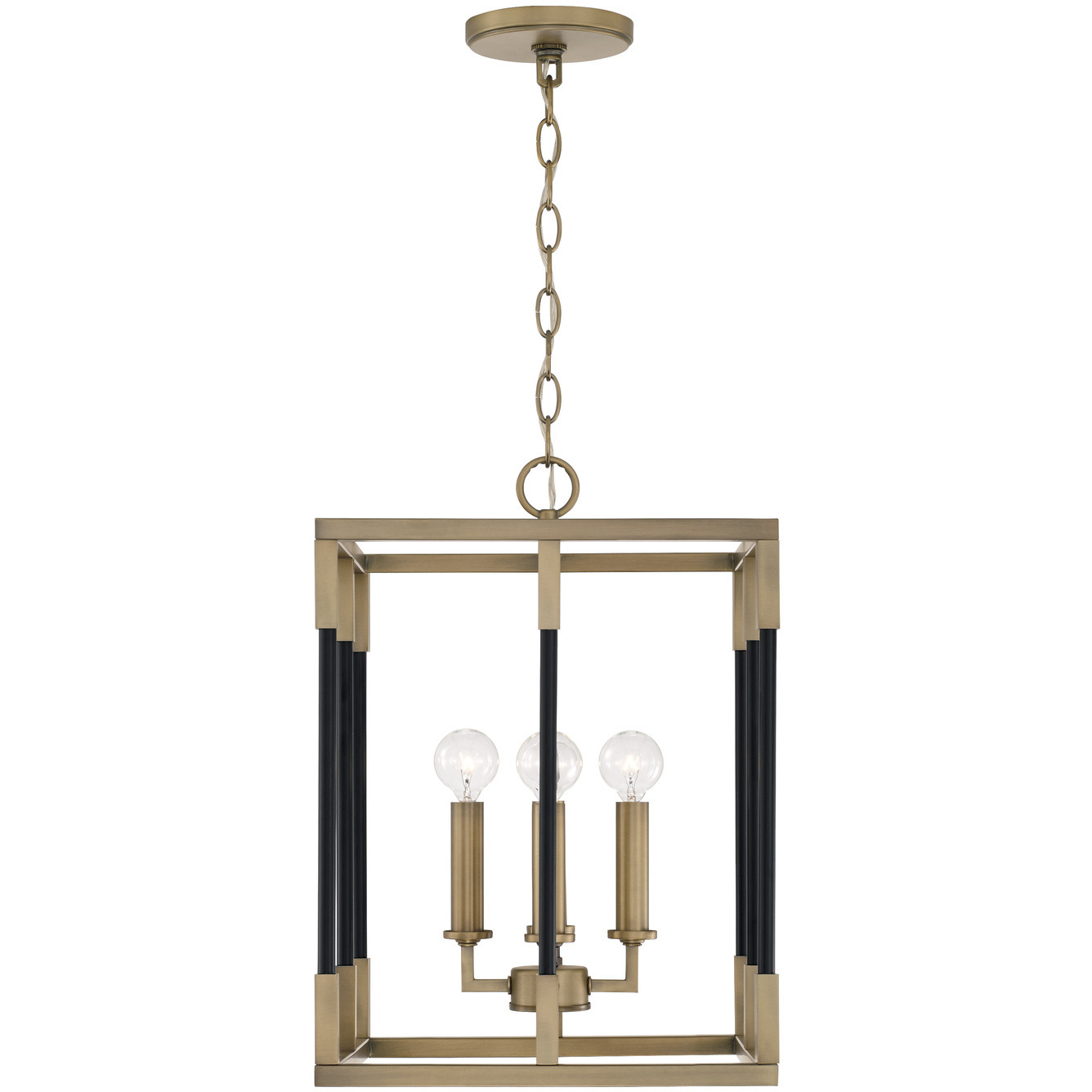 Bleeker 4 Light 13 inch Aged Brass and Black Foyer Ceiling Light