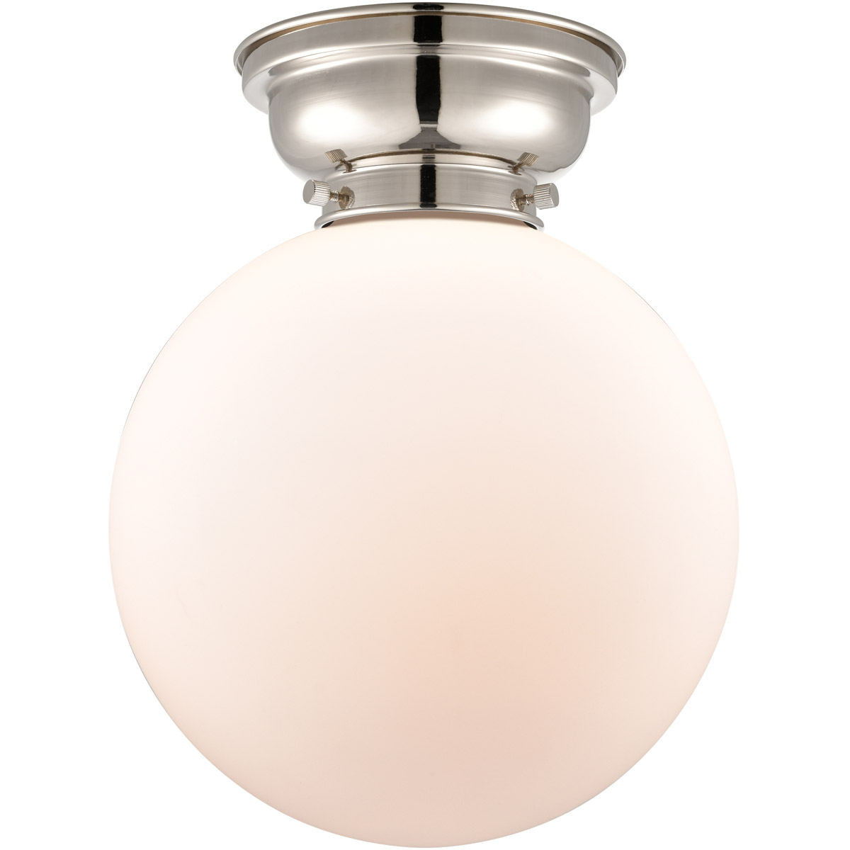 Aditi X-Large Beacon LED 10 inch Polished Nickel Flush Mount Ceiling Light in Matte White Glass, Aditi