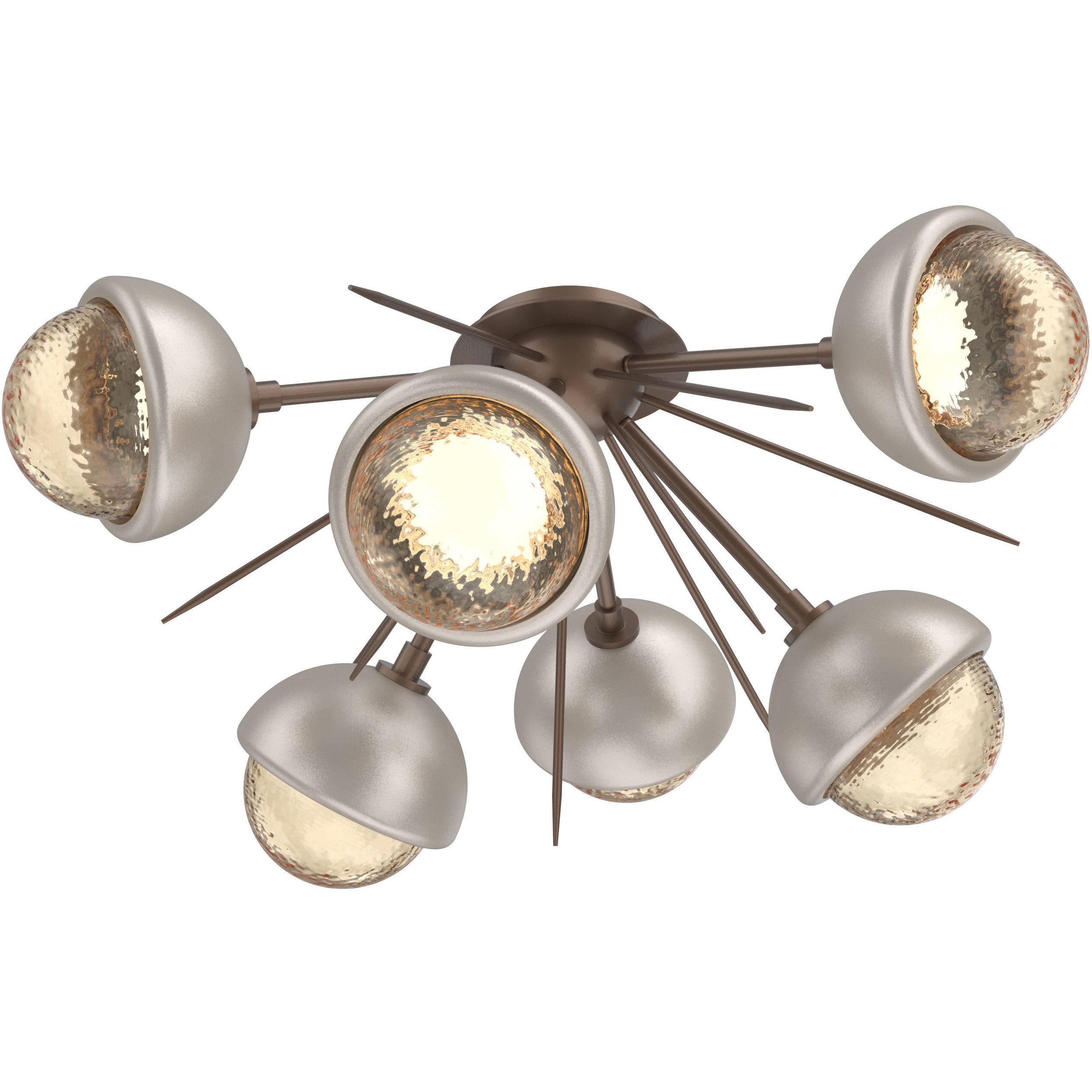 Cabochon LED 27.8 inch Burnished Bronze with Beige Silver Flush Mount Ceiling Light in Amber, 2700K LED, Startburst