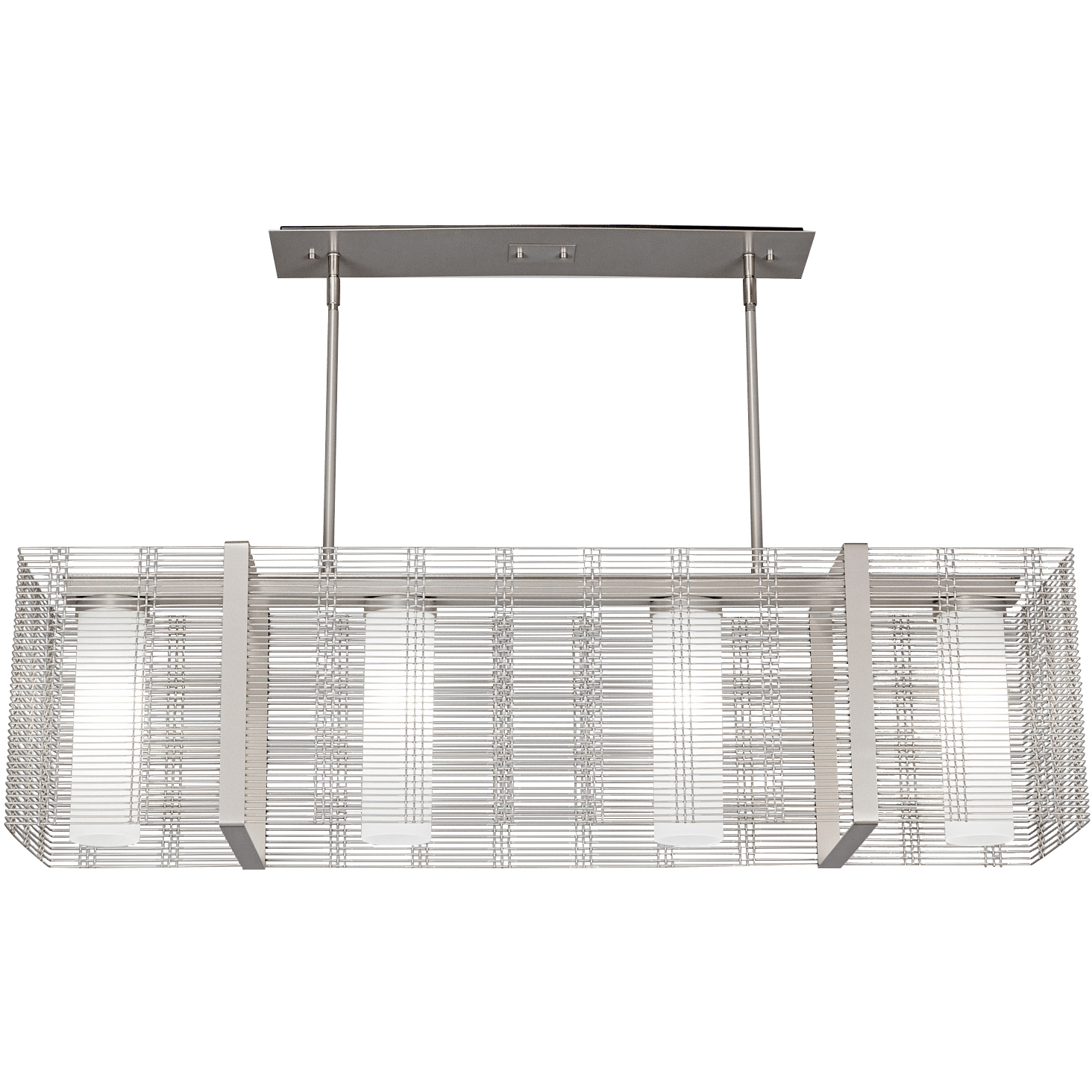 Downtown Mesh 4 Light 44.6 inch Flat Bronze Linear Pendant Ceiling Light in E26 Incandescent, Frosted