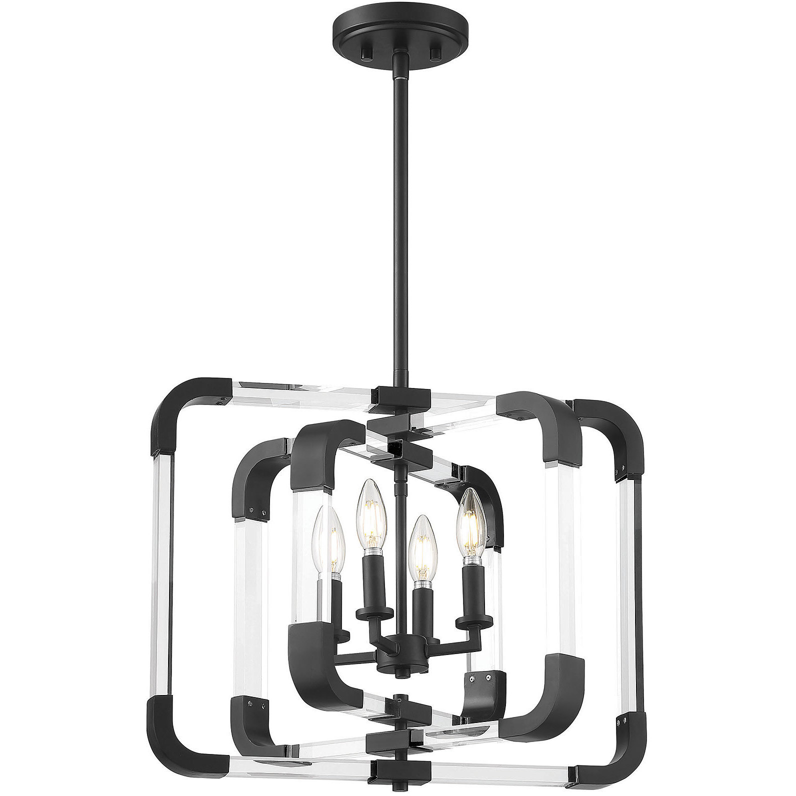Rotterdam 4 Light 20 inch Matte Black Covertible SemiFlush Ceiling Light, Essentials