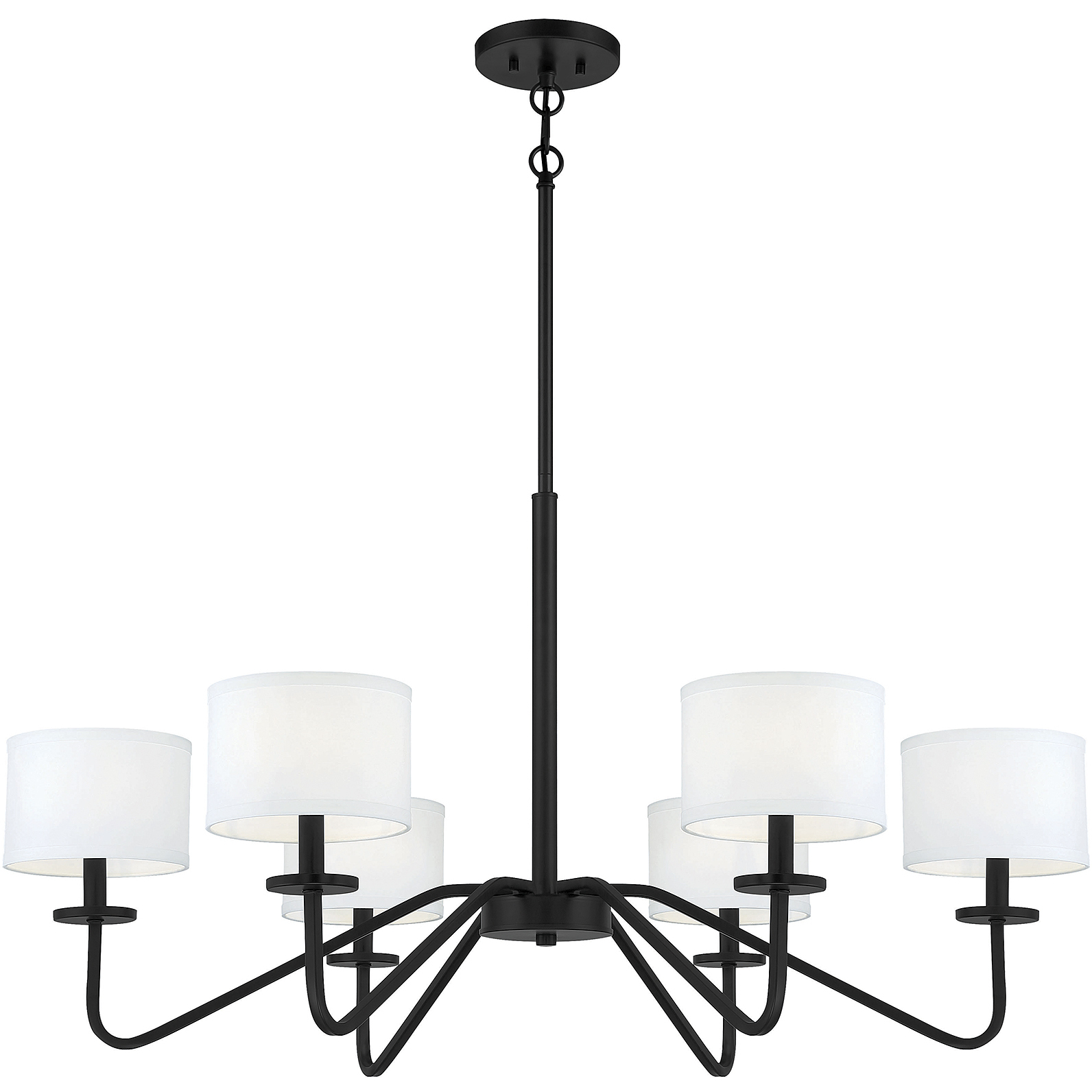 Transitional 6 Light 42 inch Matte Black Chandelier Ceiling Light