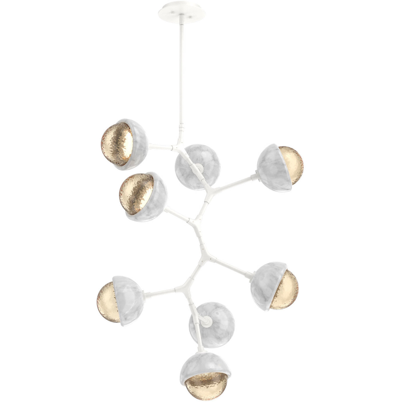 Cabochon LED 26 inch Salt White with White Marble Chandelier Ceiling Light in 3000K LED, Amber, Modern Vine
