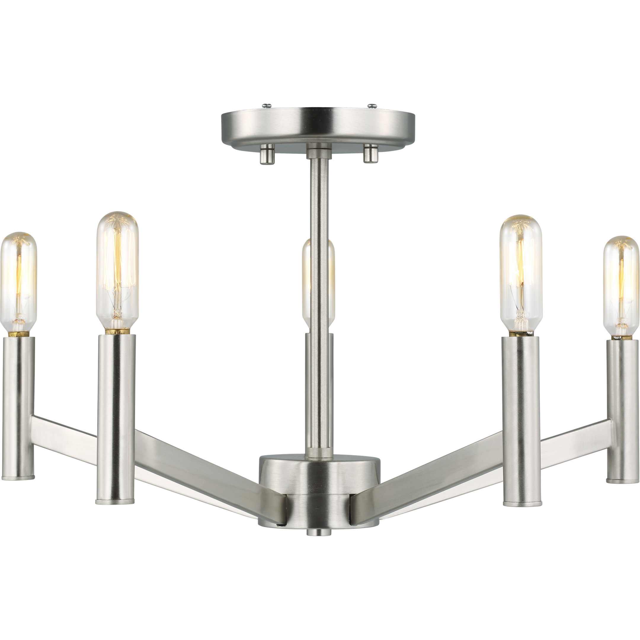 Vector 5 Light 18 inch Brushed Nickel Semi-Flush Mount Ceiling Light