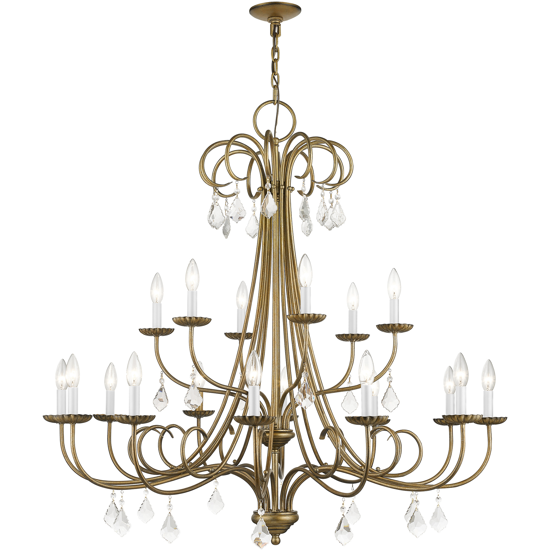 Daphne 18 Light 42 inch Antique Gold Leaf Chandelier Ceiling Light, Extra Large