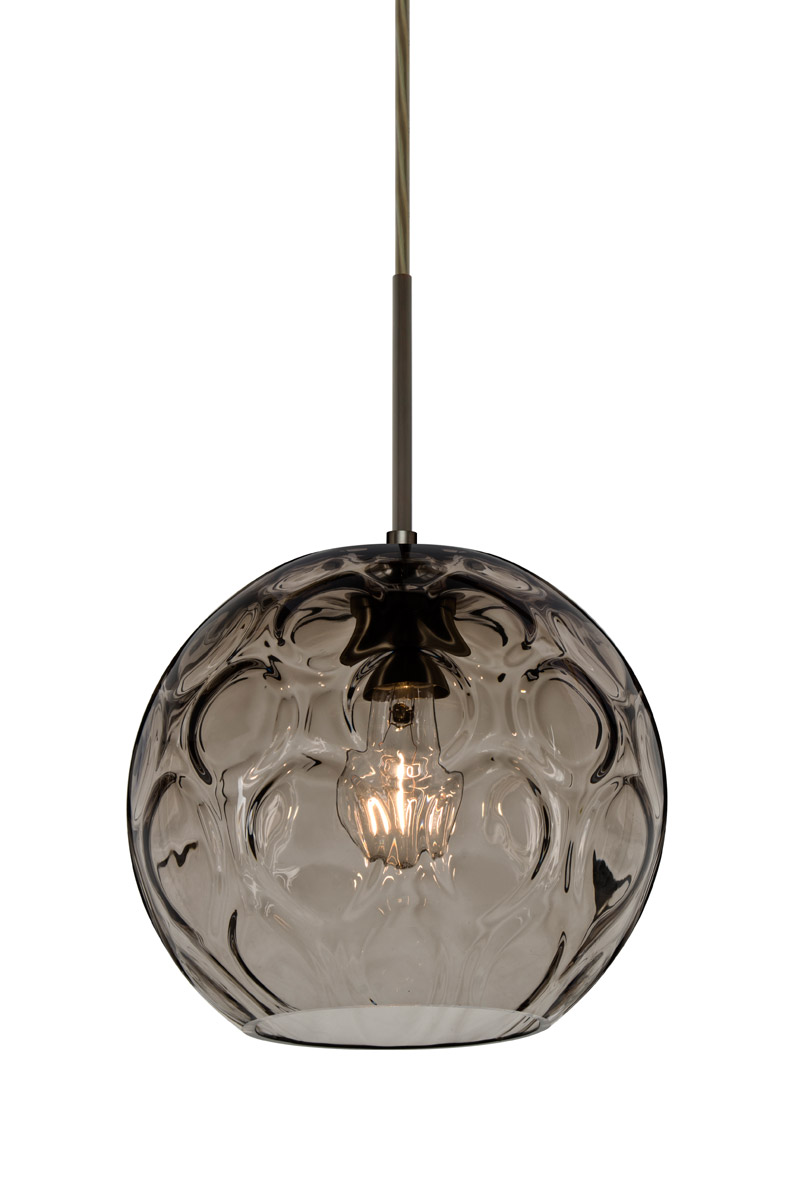 Bombay 1 Light Bronze Pendant Ceiling Light in Smoke Glass