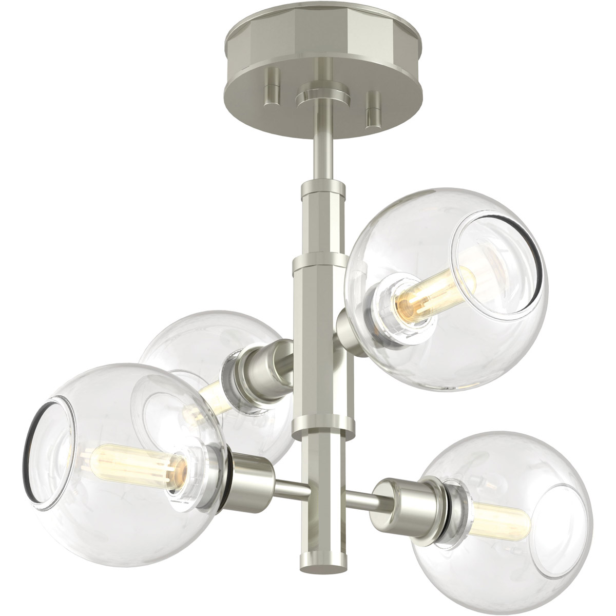 Ocean Drive 4 Light 17.25 inch Satin Nickel And Chrome Semi-flush Mount Ceiling Light