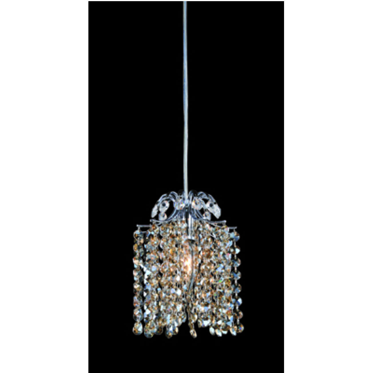 Milieu Mini Pendant 1 Light 5.5 inch Chrome Mini Pendant Ceiling Light in Firenze Clear with Crystal Blue AB Accents