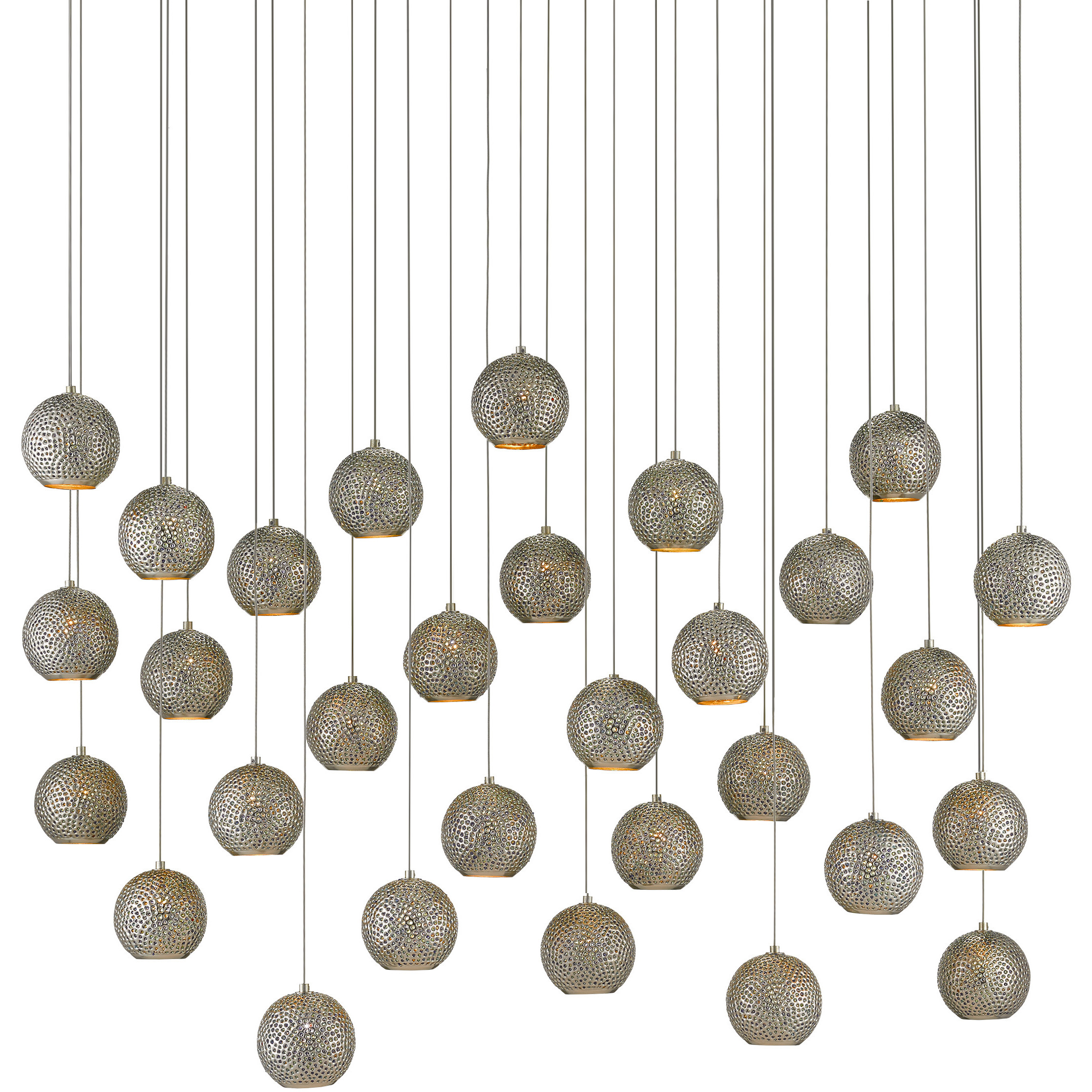 Giro 30 Light 54 inch Nickel Multi-Drop Pendant Ceiling Light