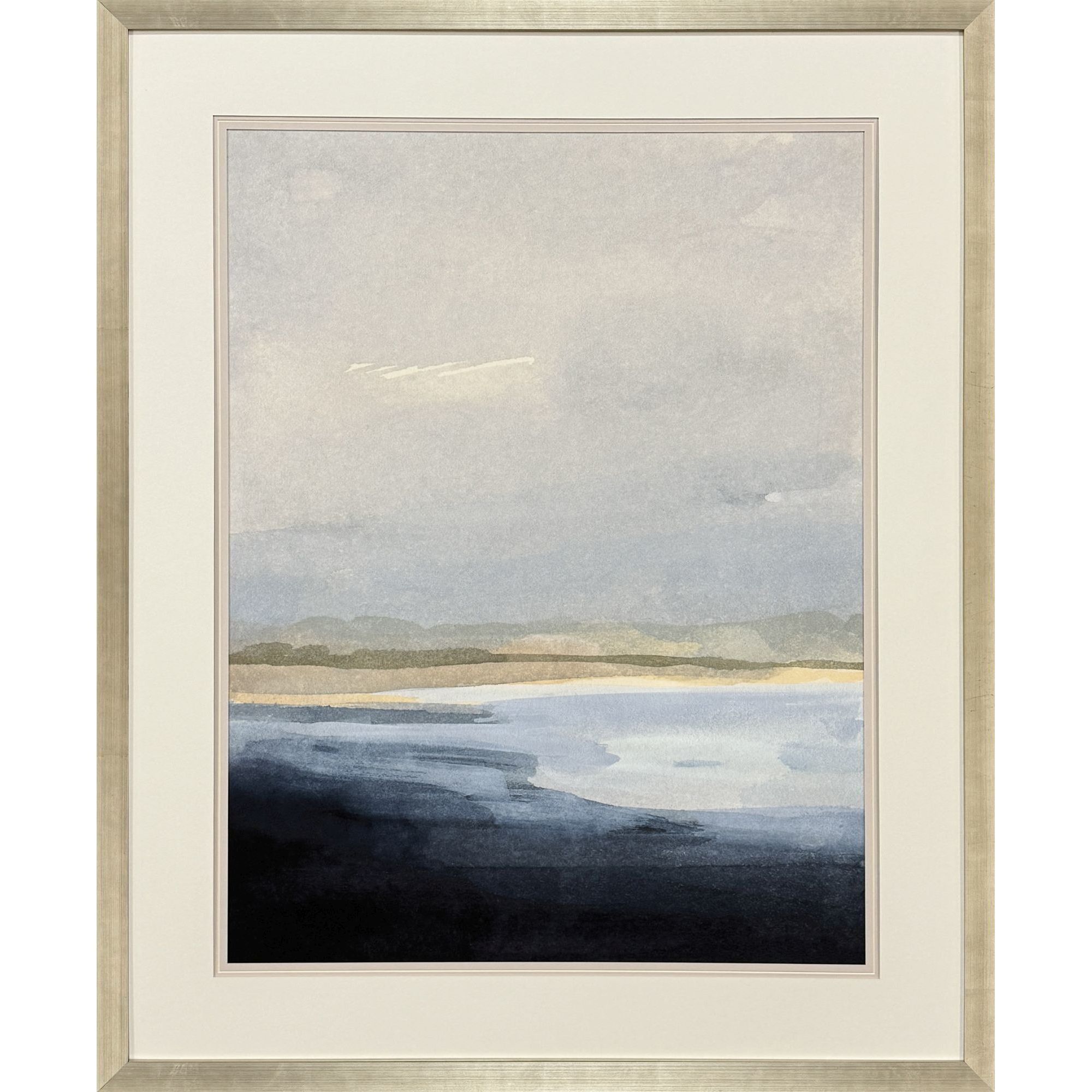 Misty I & II Blue and Orange and White Framed Art