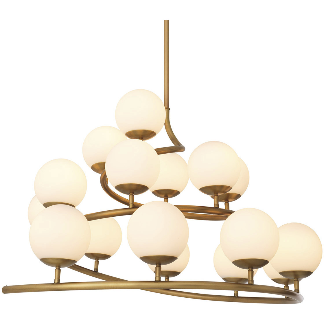 Brissac 16 Light 37.4 inch Antique Brass and White Glass Chandelier Ceiling Light