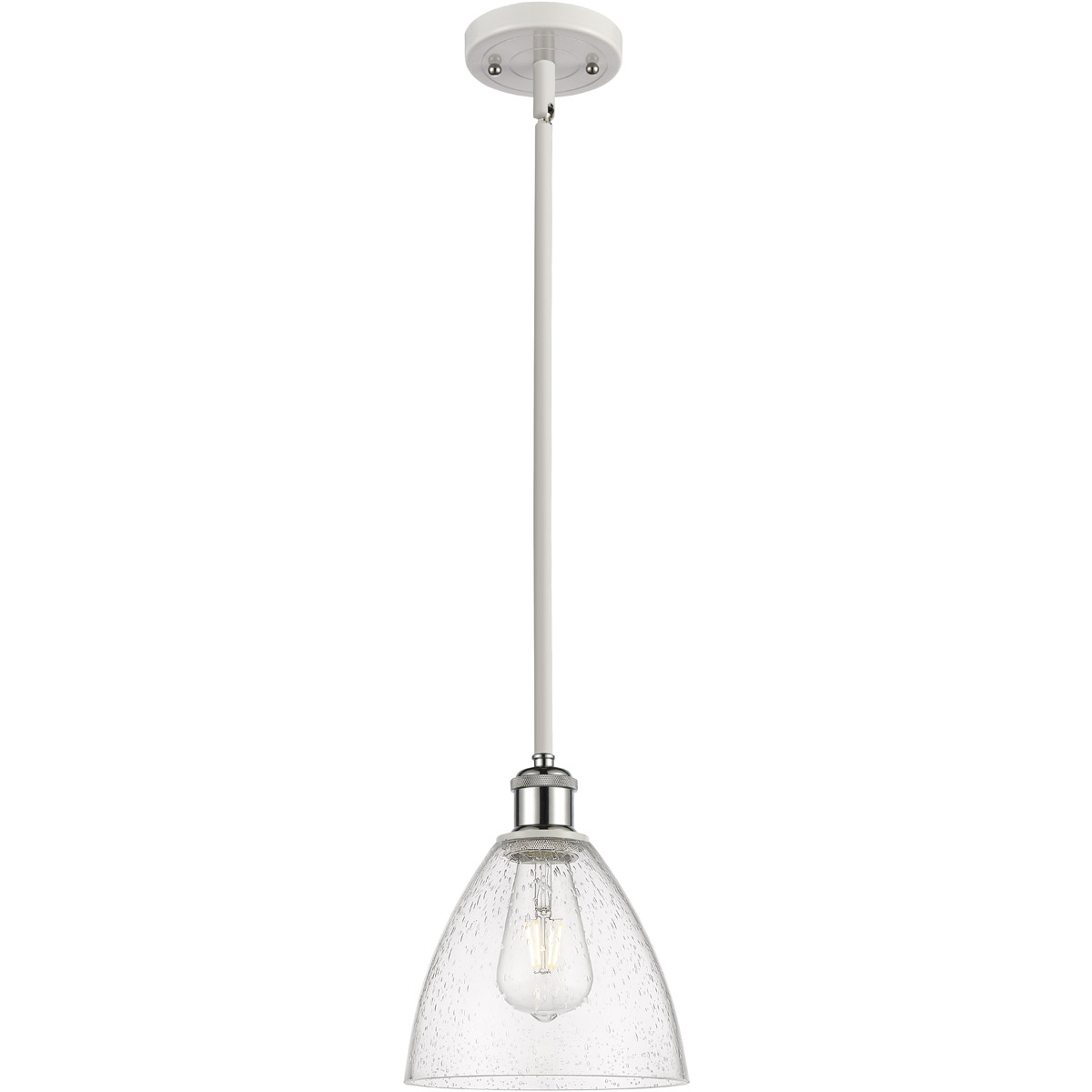 Ballston Dome LED 8 inch White and Polished Chrome Mini Pendant Ceiling Light in Seedy Glass