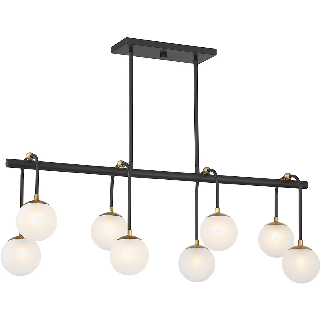 Couplet 8 Light 38 inch Black with Warm Brass Accents Linear Chandelier Ceiling Light