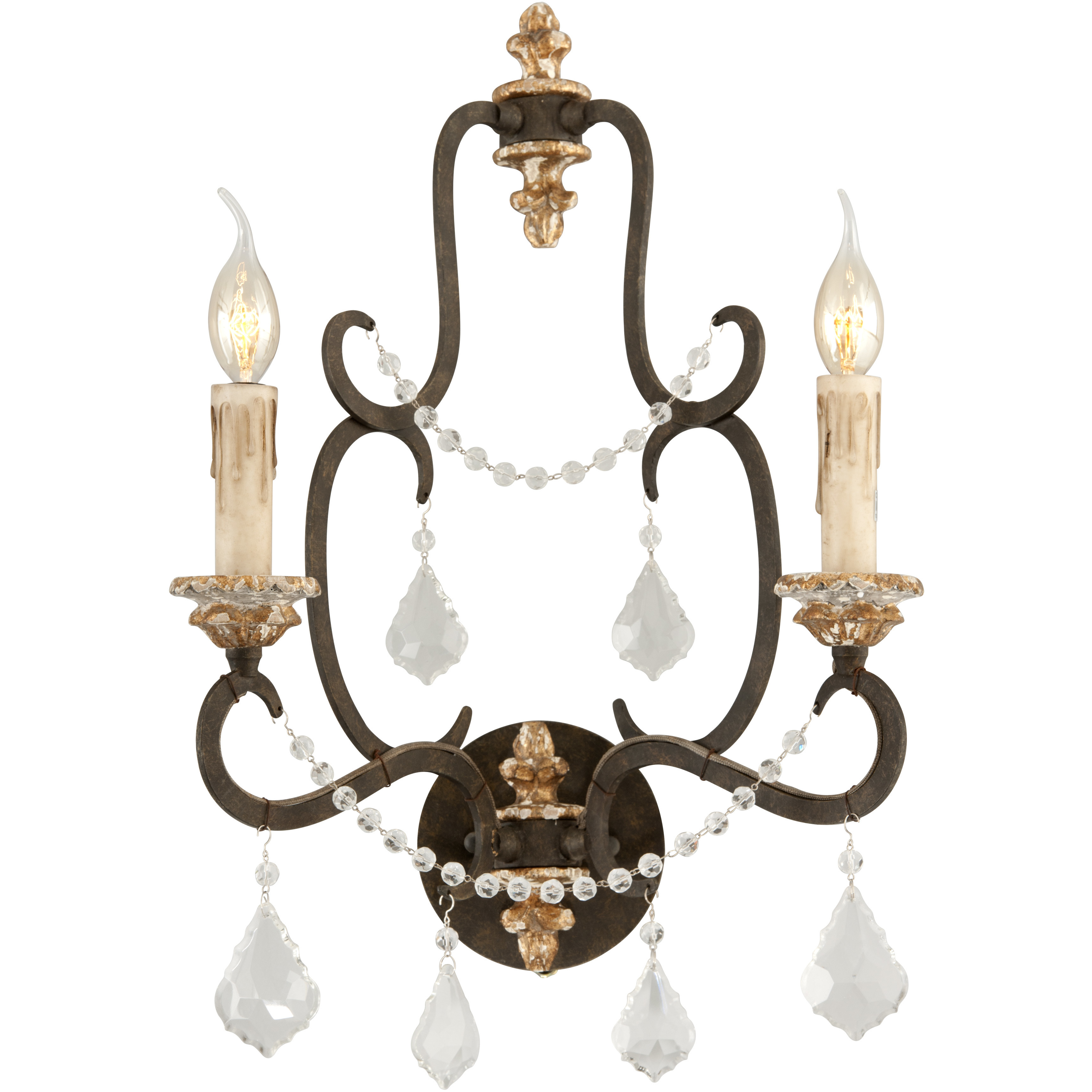Bordeaux 2 Light 14.5 inch Parisian Bronze Wall Sconce Wall Light