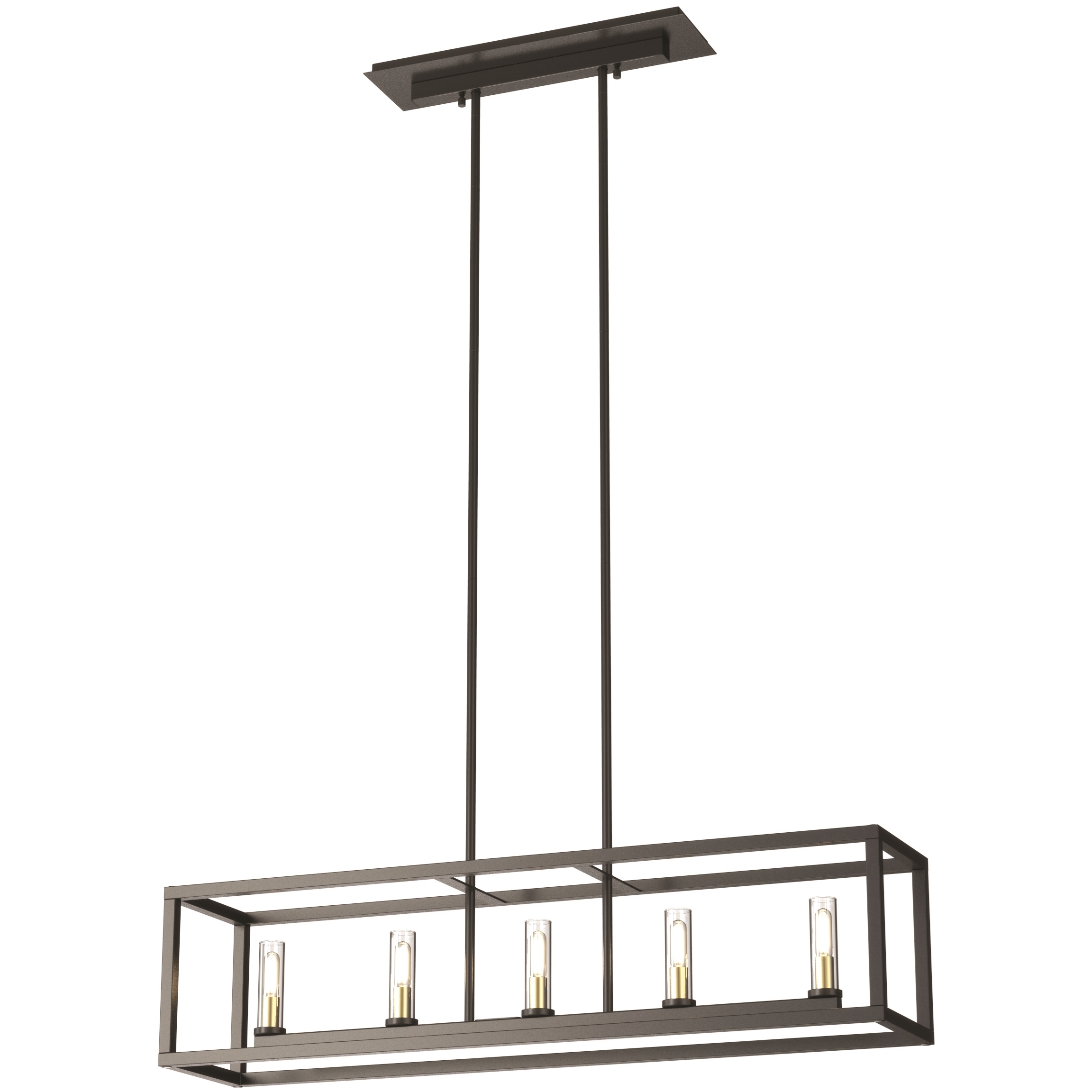 Sambre Linear Ceiling Light in Clear Glass, Multiple Finishes and Graphite