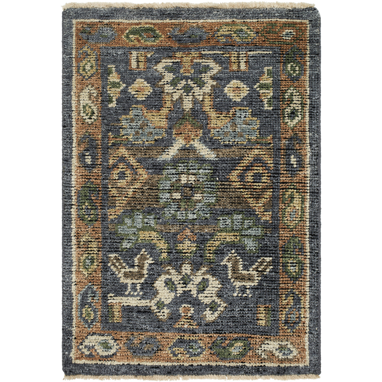 Reign 120 X 30 inch Navy / Sage / Olive / Oatmeal / Brown Handmade Rug in 2.5 X 10