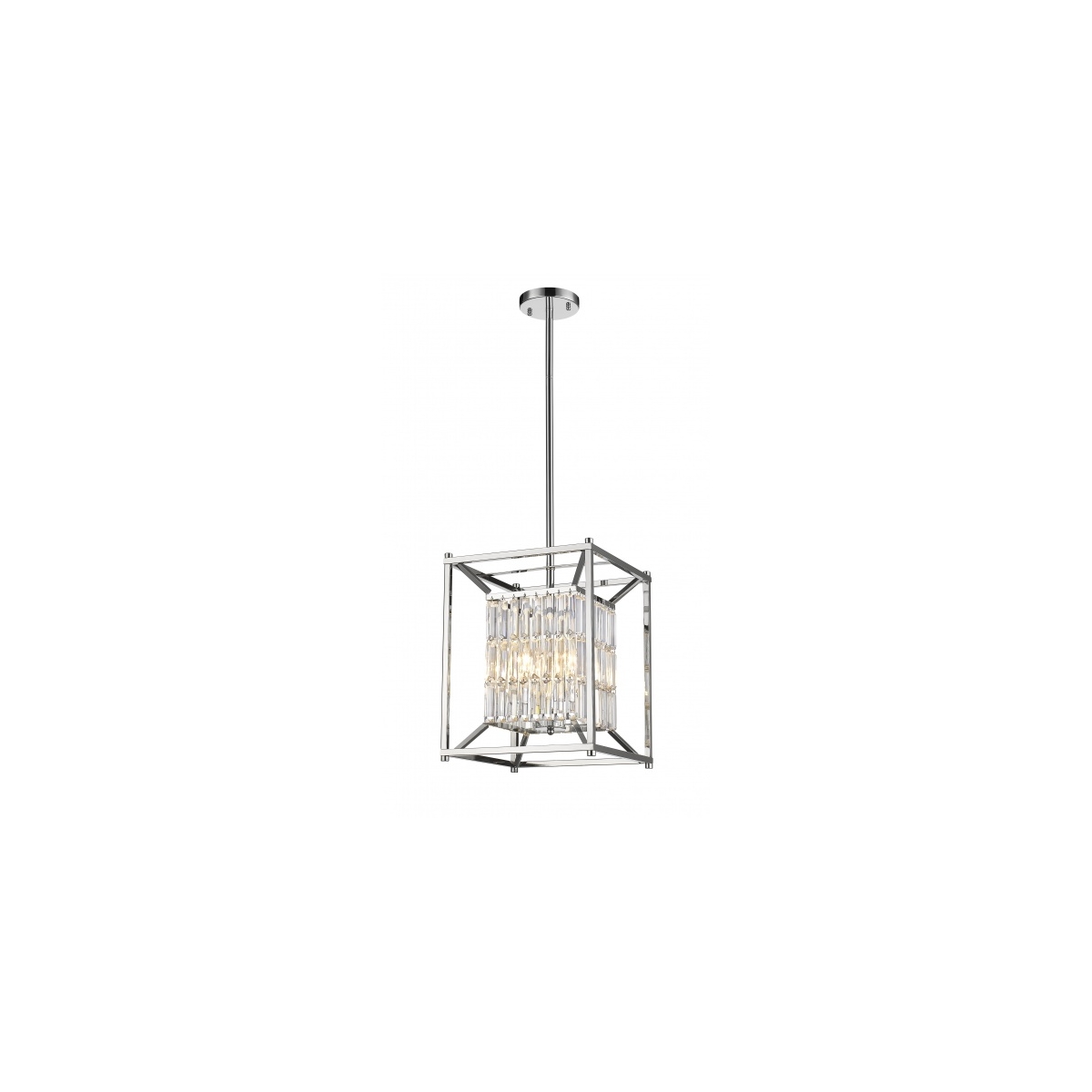 Canada 4 Light 12.6 inch Chrome Single Pendant Lighting Ceiling Light, Rectangular Cage, Chrome Metal