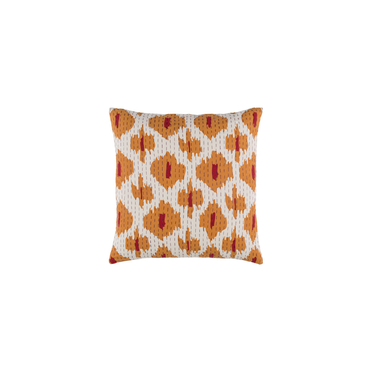 Kantha 20 X 20 inch Burnt Orange and Bright Red Throw Pillow