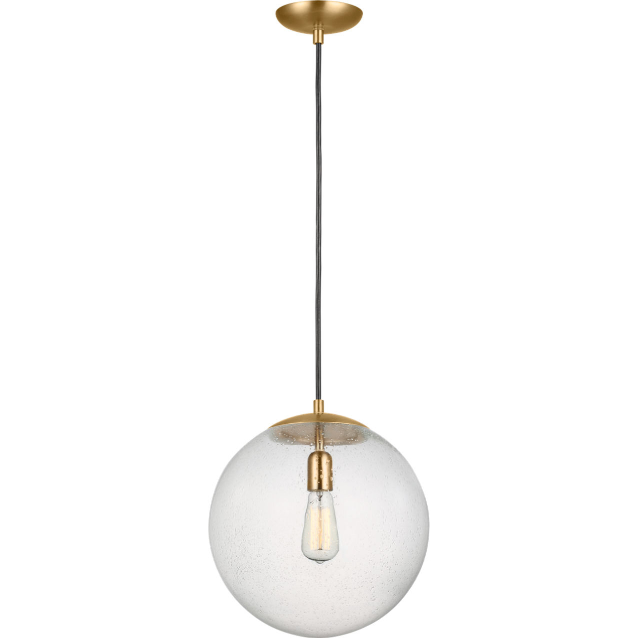 Leo - Hanging Globe 1 Light 14 inch Satin Brass Pendant Ceiling Light