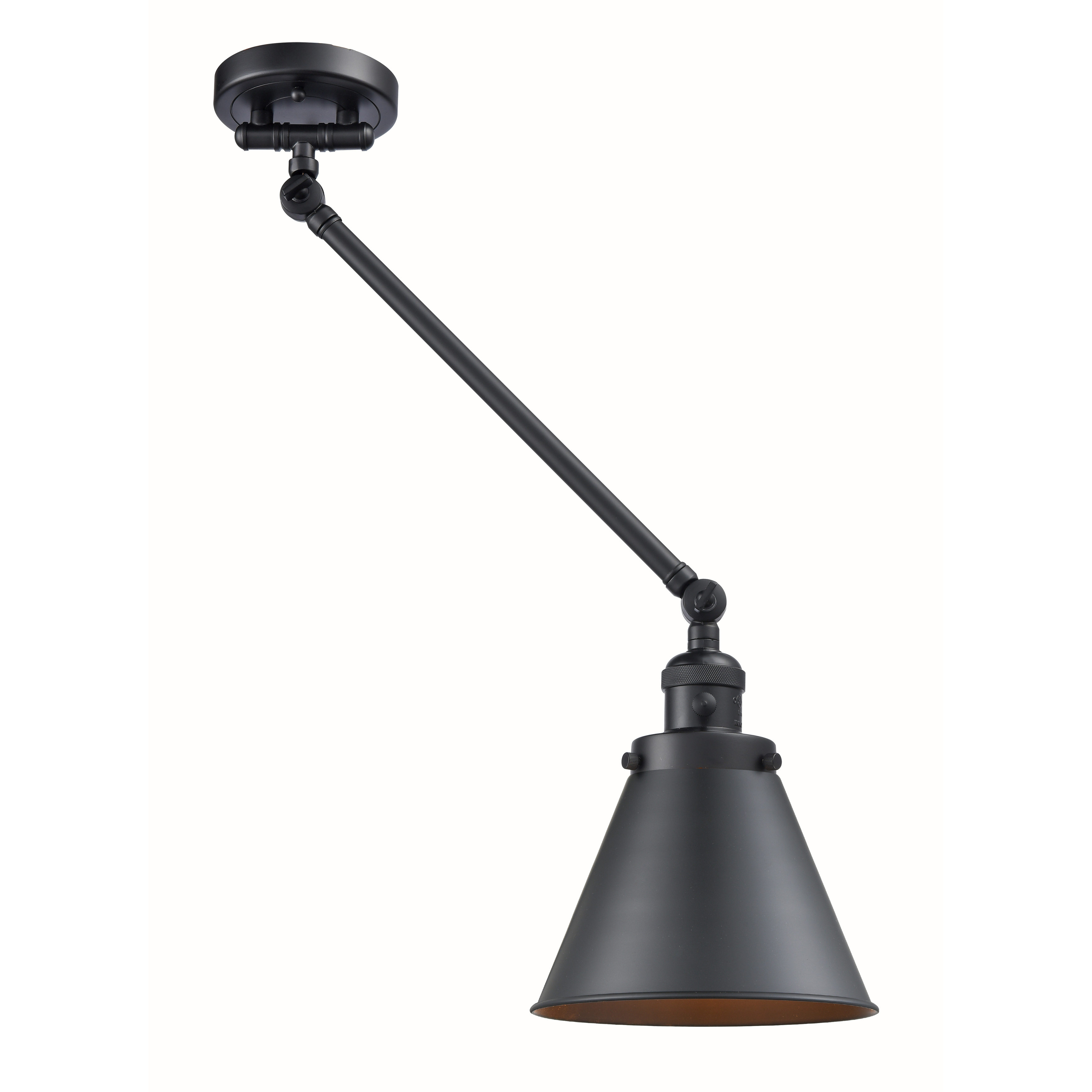 Appalachian 18 inch 100 watt Matte Black Swing Arm Wall Light, Franklin Restoration